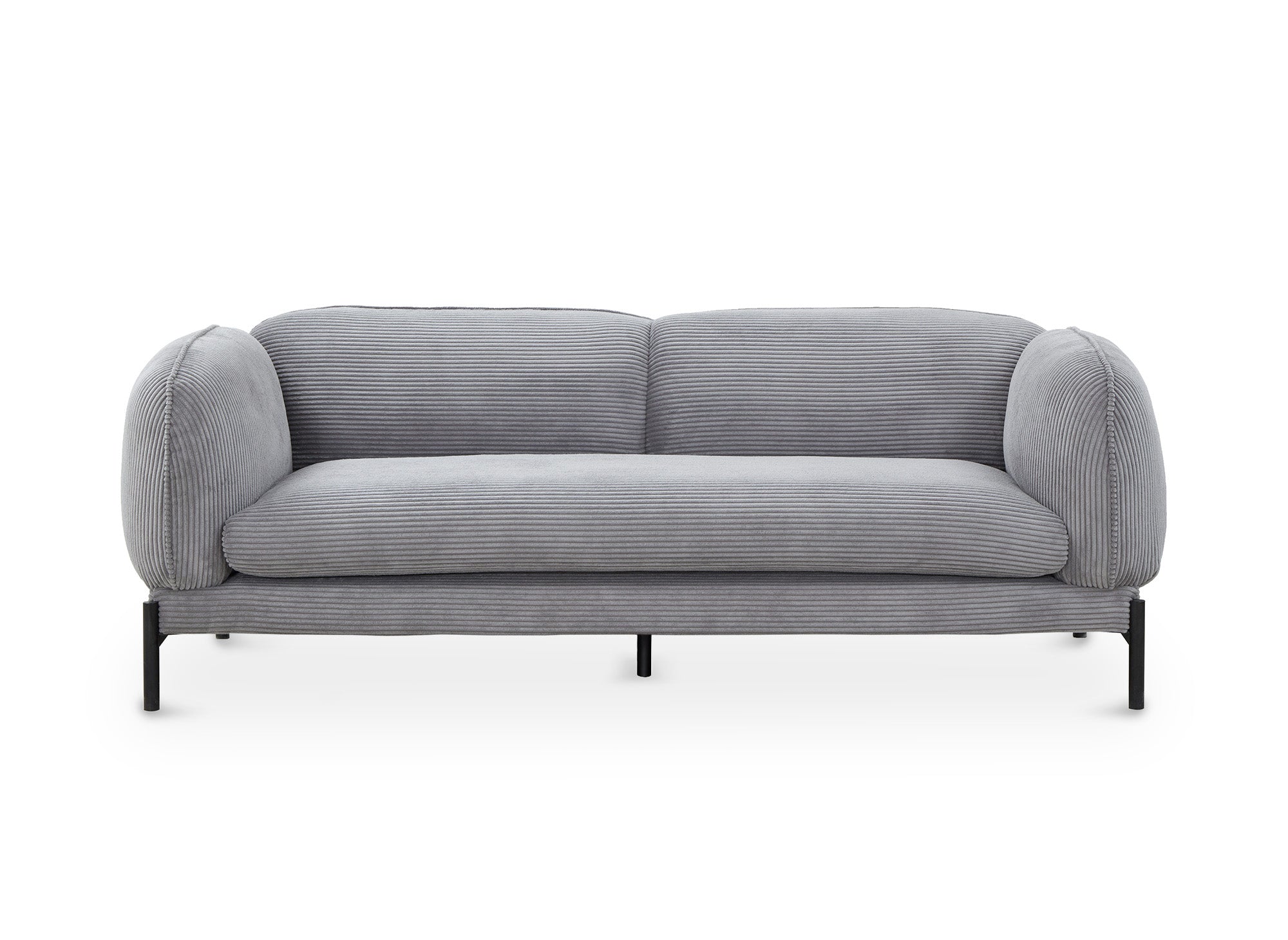 Sofá ANDREA de 3 plazas en terciopelo gris de rayas anchas