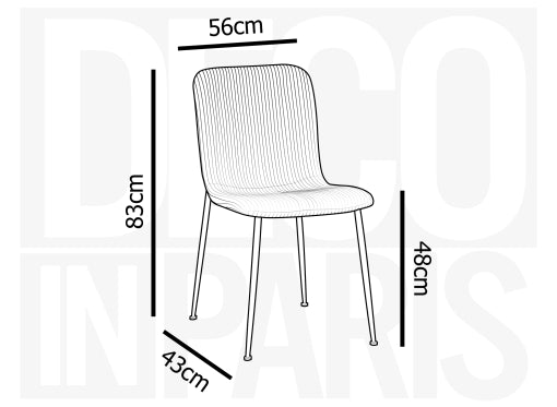 Juego de 4 sillas de terciopelo de pana beige CHERYL