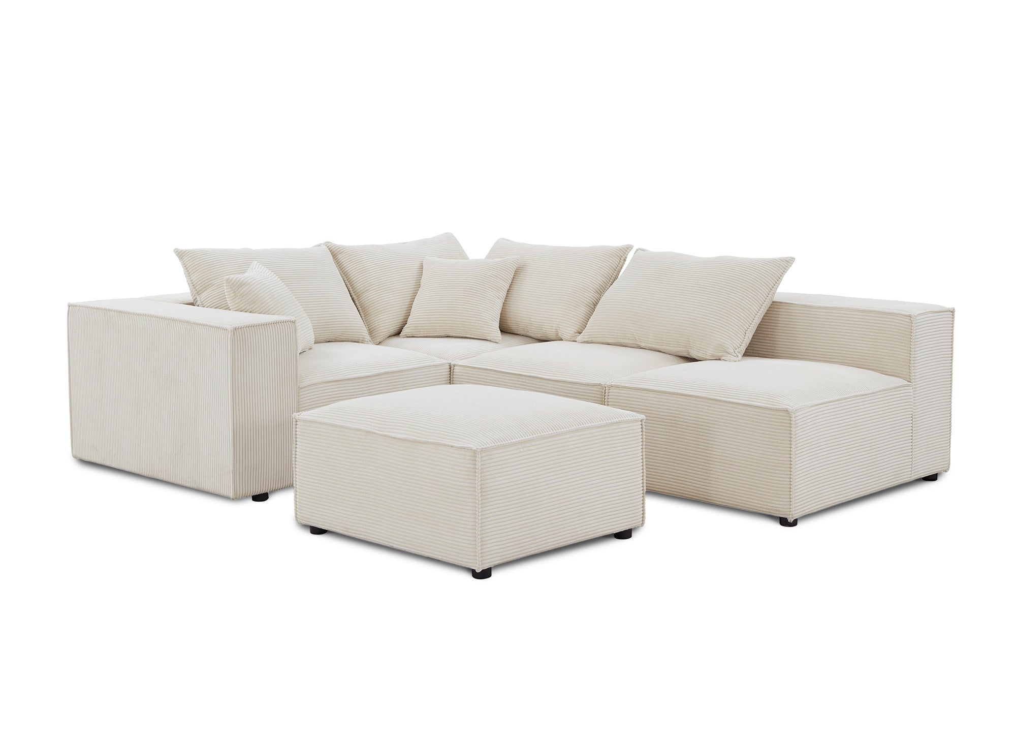 Sofá esquinero modular Harlem XL con 1 otomana en pana gruesa color beige