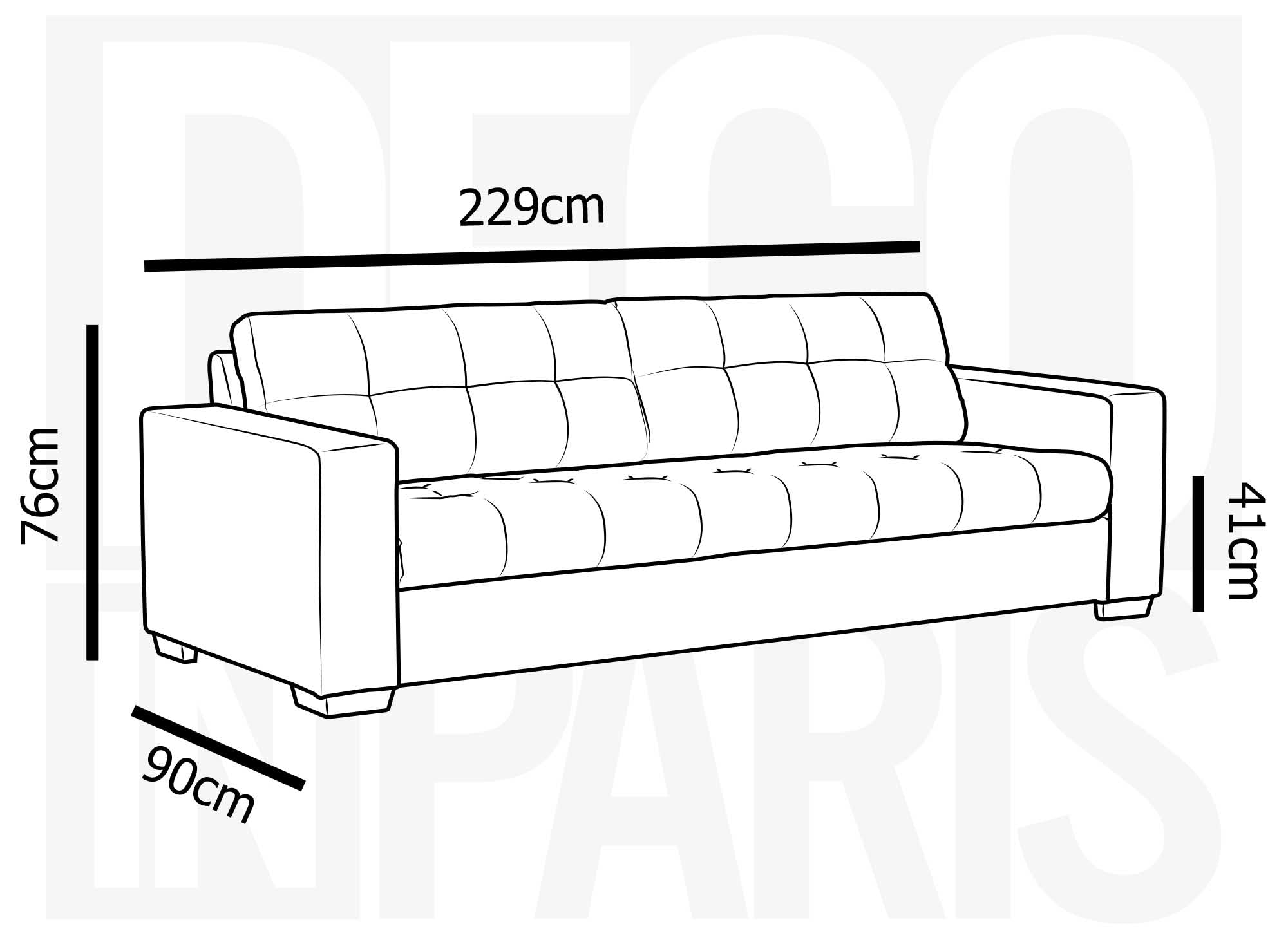 Sofá COSMO de 3 plazas en terciopelo gris