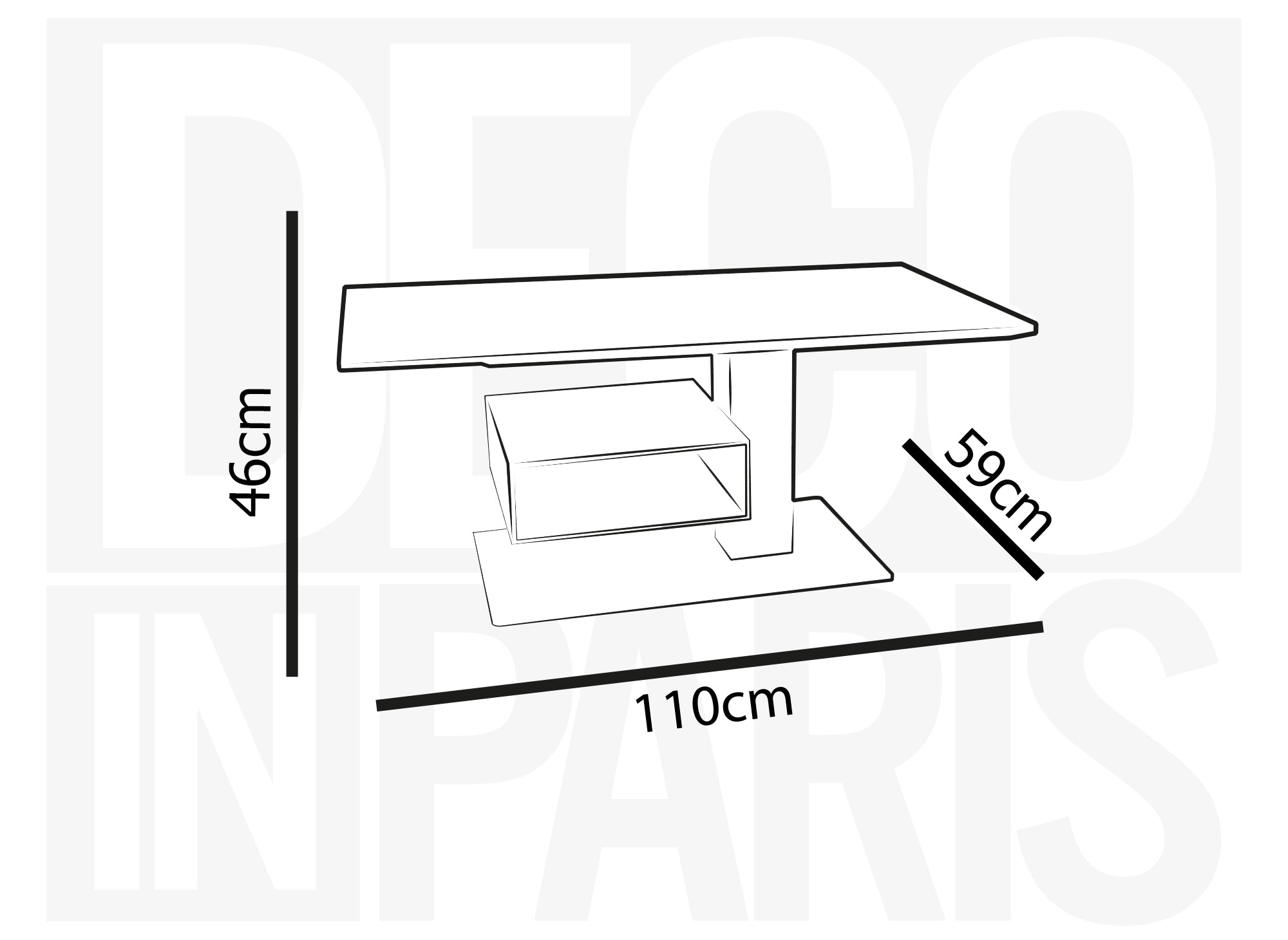 Mesa de centro elevable ADELIE con espacio de almacenamiento en cerámica negra