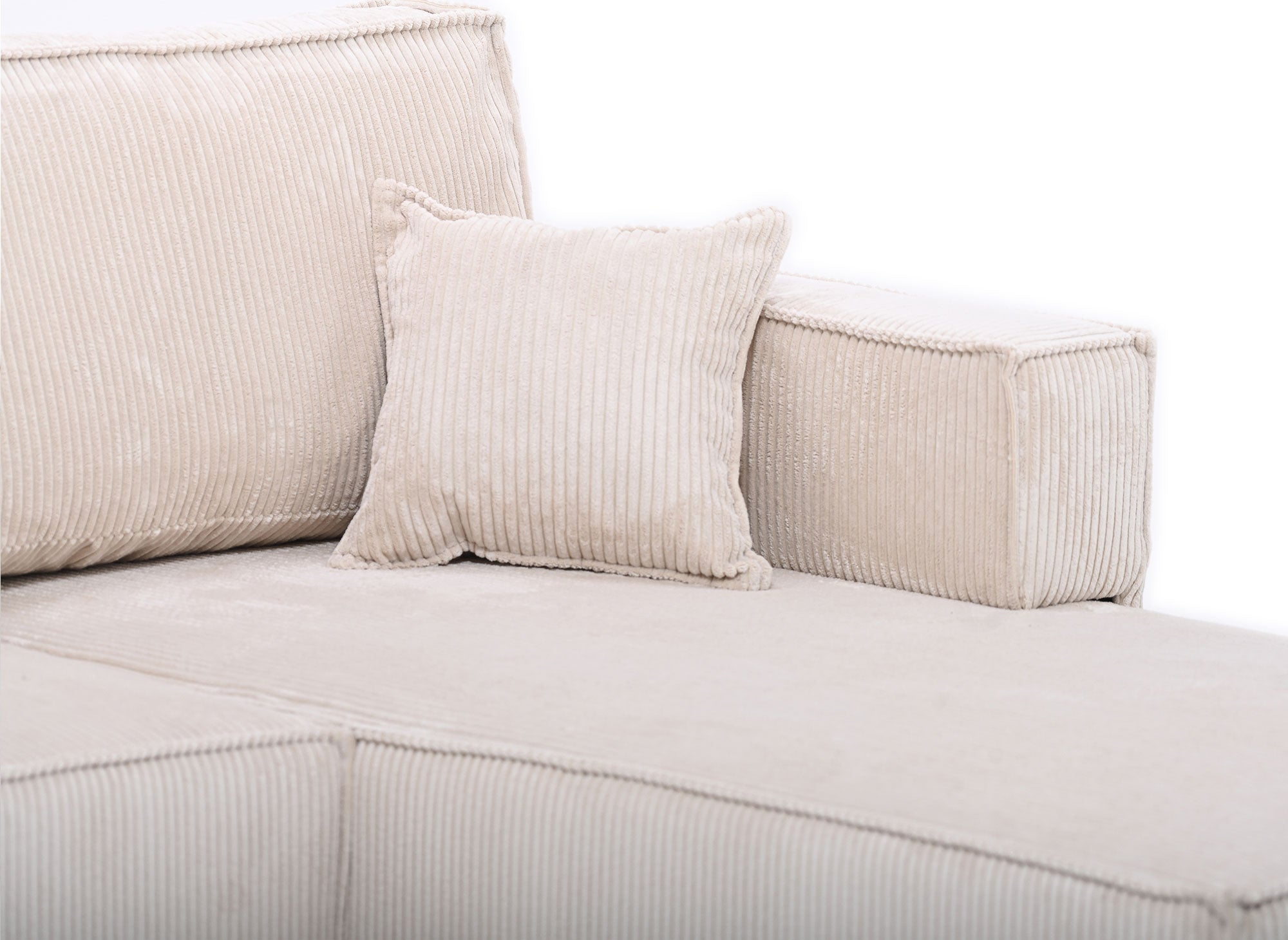 Sofá cama esquinero reversible SYNA con almacenaje en pana beige