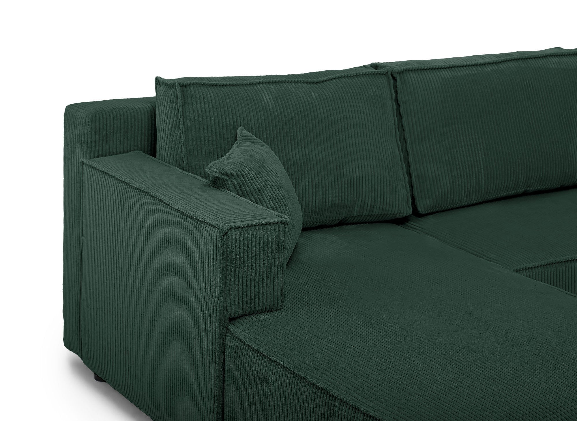 Sofá cama esquinero reversible SYNA con almacenaje en pana verde