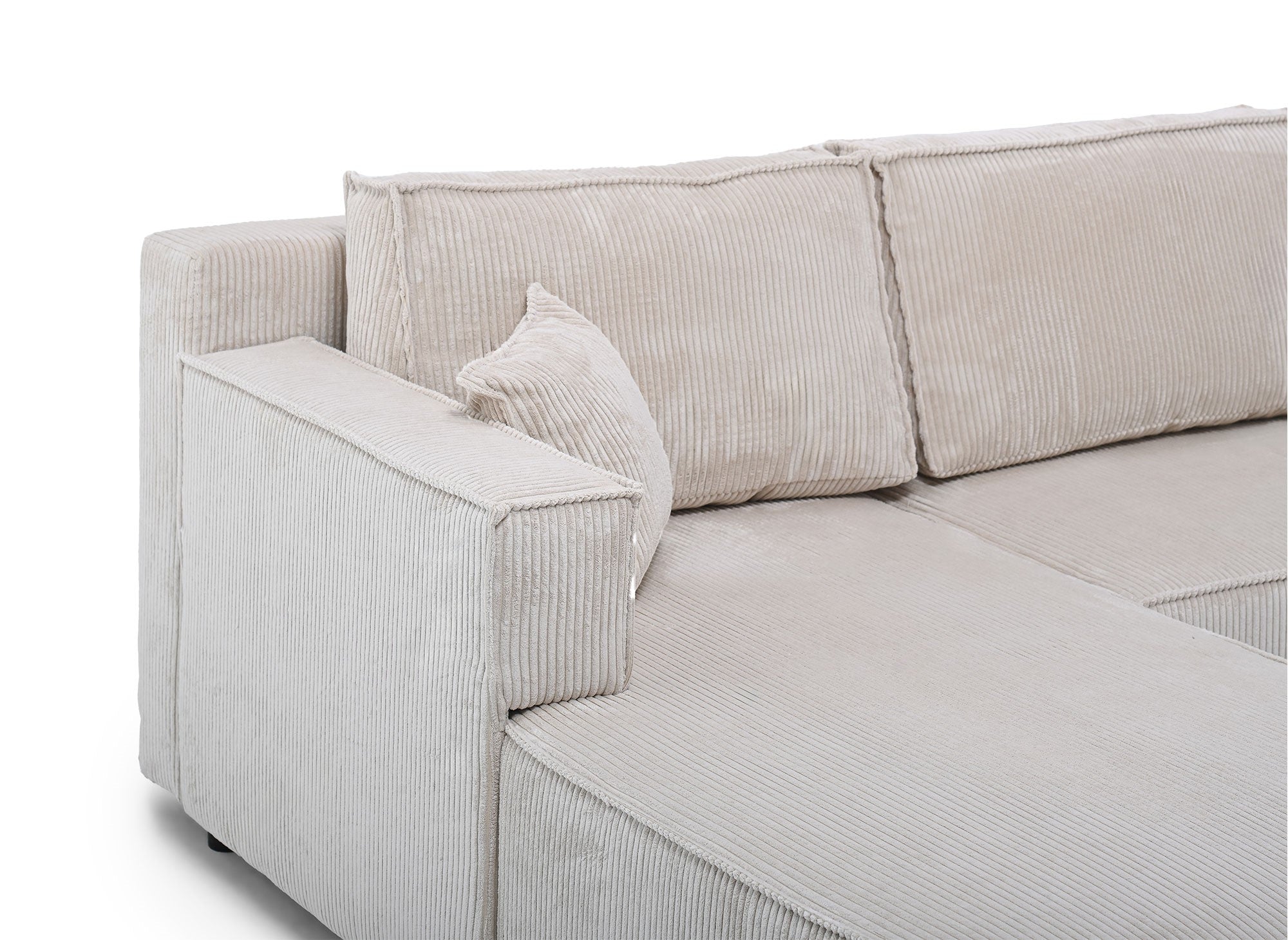 Sofá cama esquinero reversible SYNA con almacenaje en pana beige