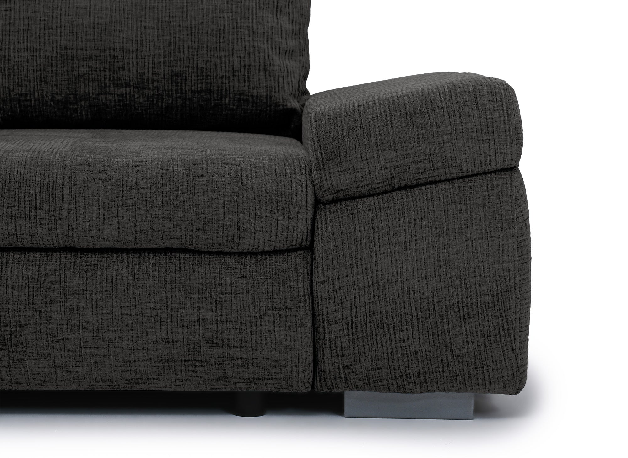 Sofá esquinero convertible reversible SOLEA con almacenaje en terciopelo gris jaspeado