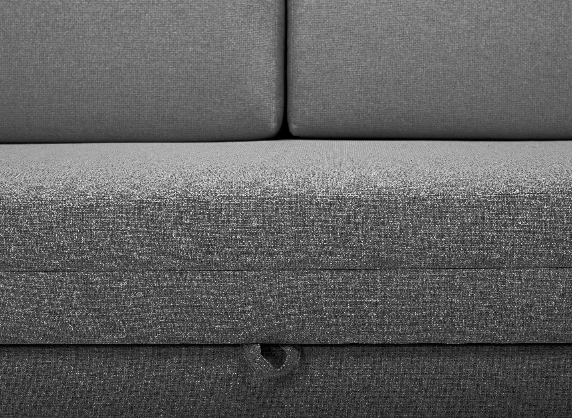 Sofá cama YERAS de 2 plazas con compartimento de almacenamiento en tela gris