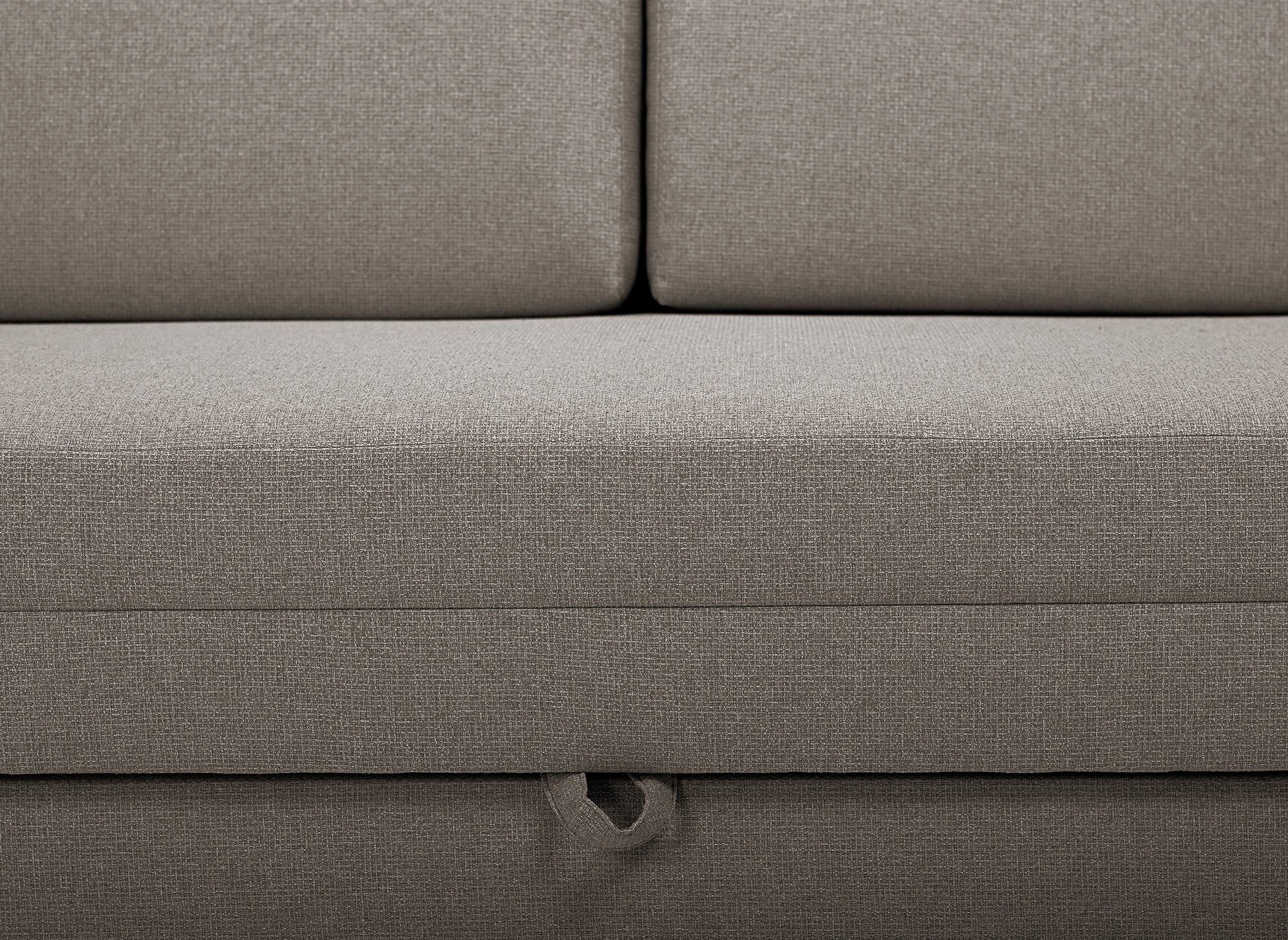 Sofá cama YERAS de 2 plazas con compartimento de almacenamiento en tela color topo