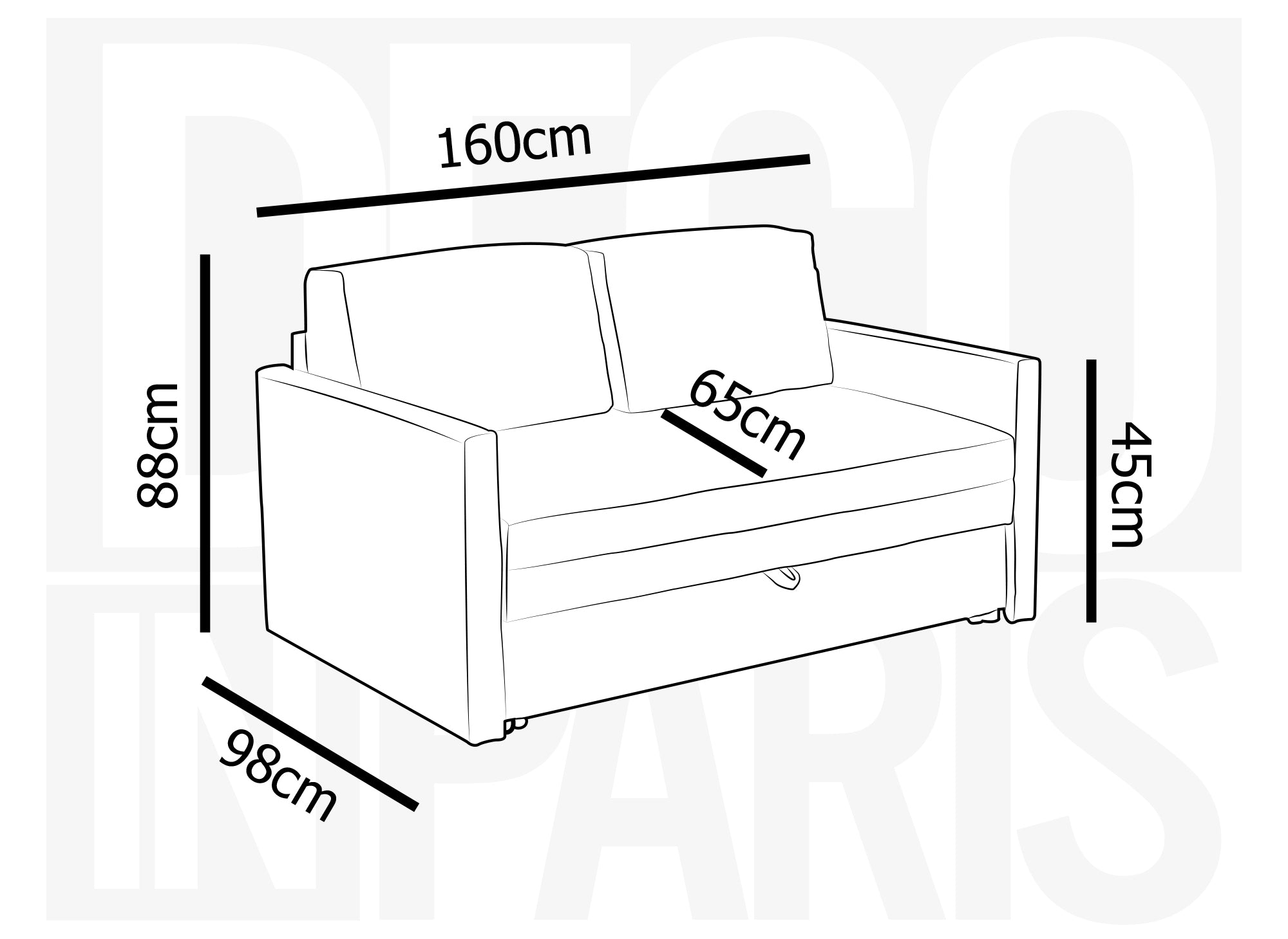 Sofá cama YERAS de 2 plazas con compartimento de almacenamiento en tela color topo