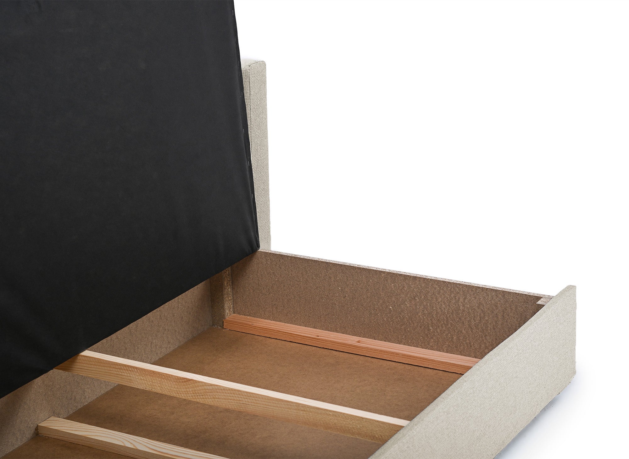 Sofá cama YERAS de 2 plazas con compartimento de almacenamiento en tela beige