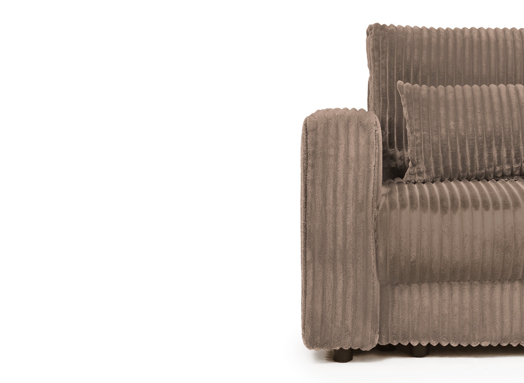 Sofá cama ZURIA de 3 plazas con almacenaje en pana gruesa color topo