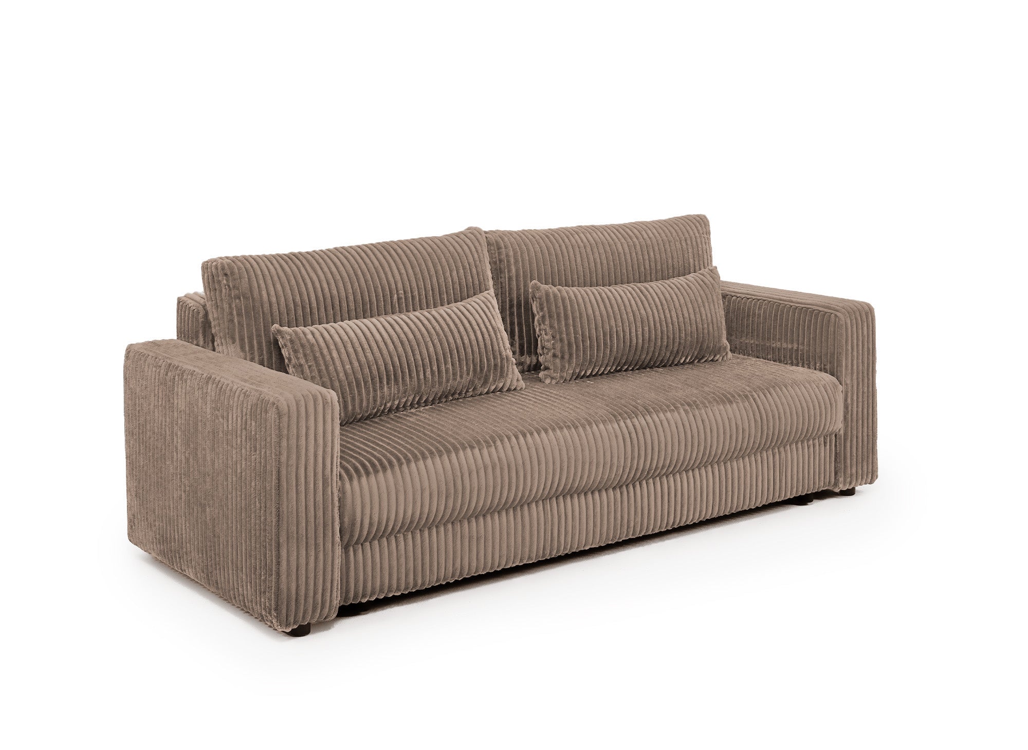 Sofá cama ZURIA de 3 plazas con almacenaje en pana gruesa color topo