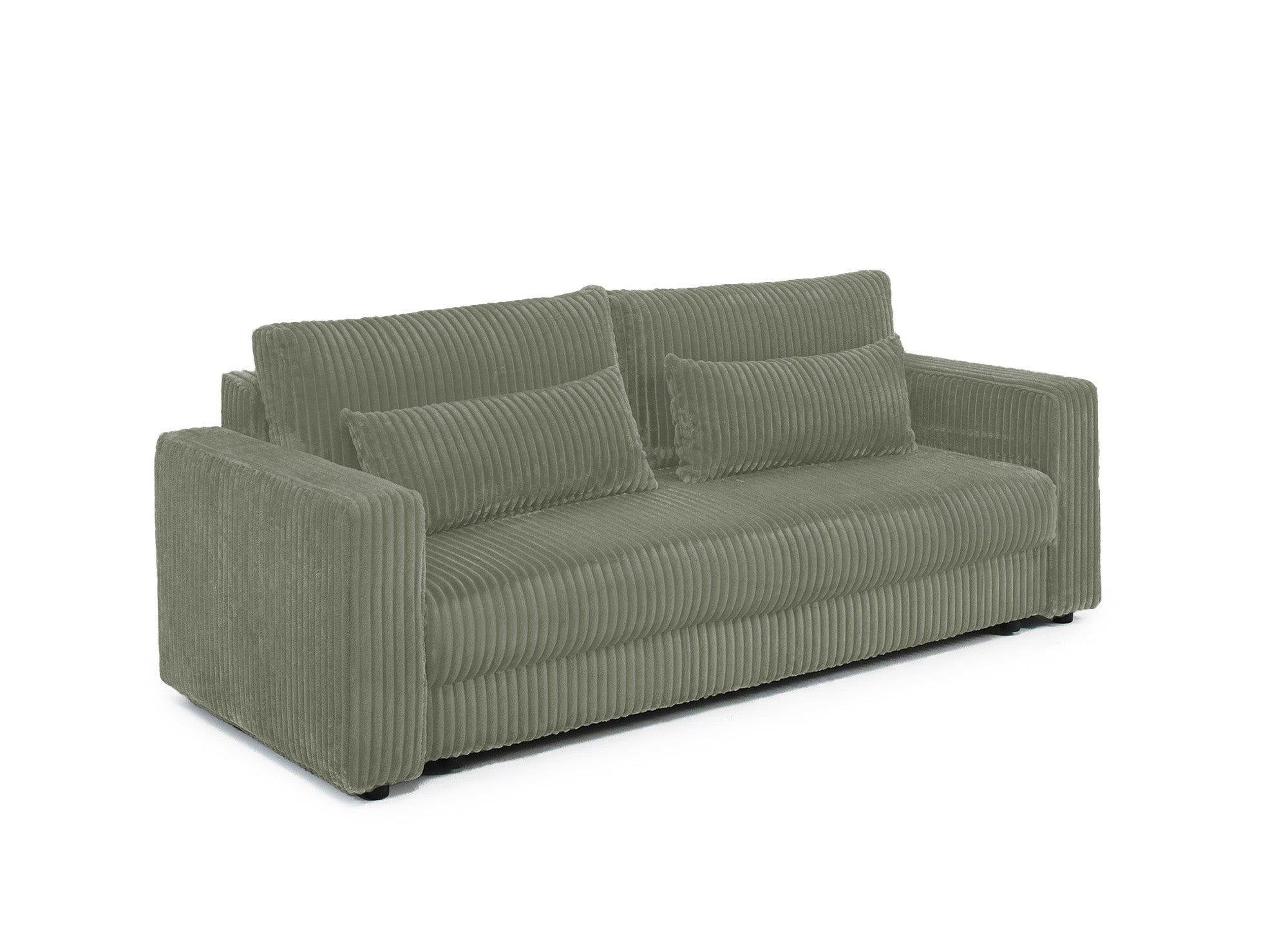 Sofá cama ZURIA de 3 plazas con almacenaje en pana gruesa verde caqui