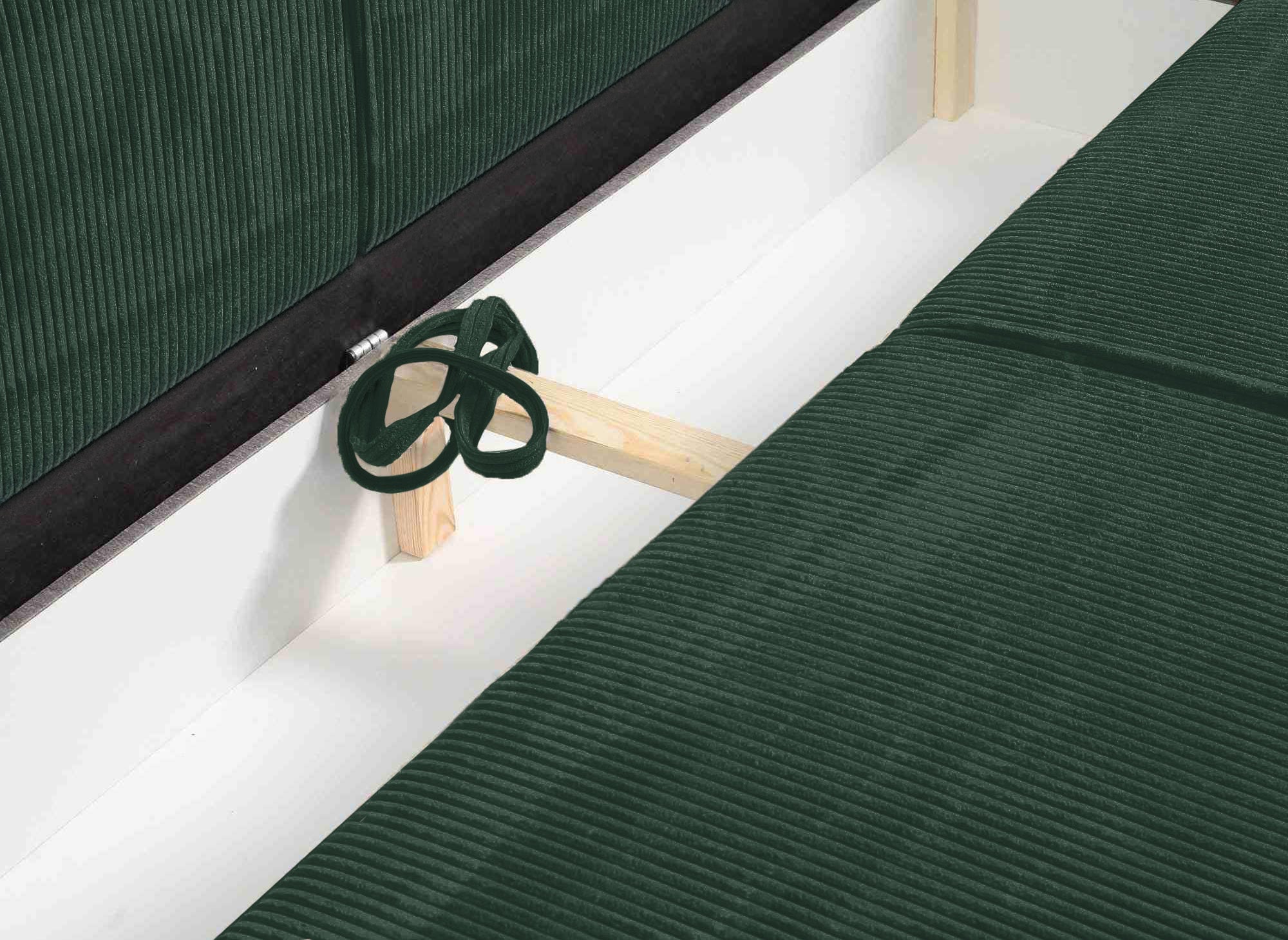 Sofá JADE de 3 plazas con almacenaje en terciopelo verde esmeralda