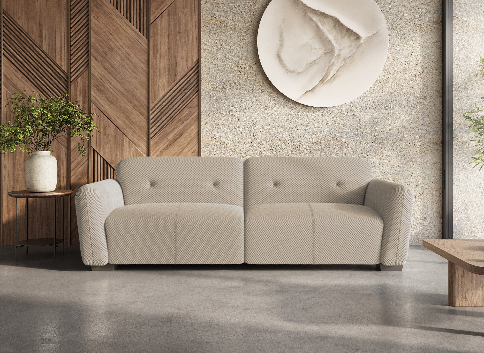 Sofá PICASSO de 3 plazas en tejido 3D beige