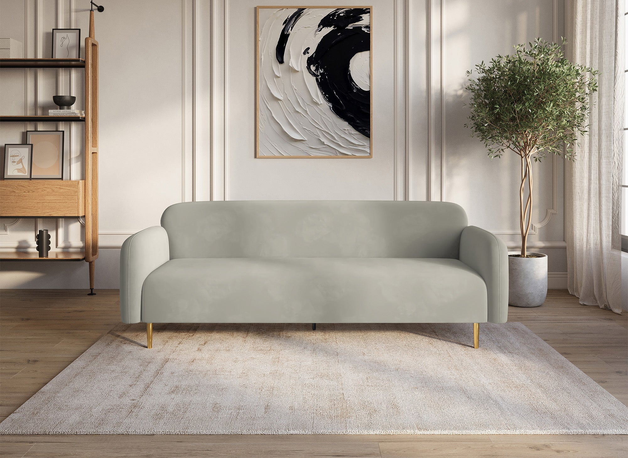 Sofá de 3 plazas MARILYNE en terciopelo beige