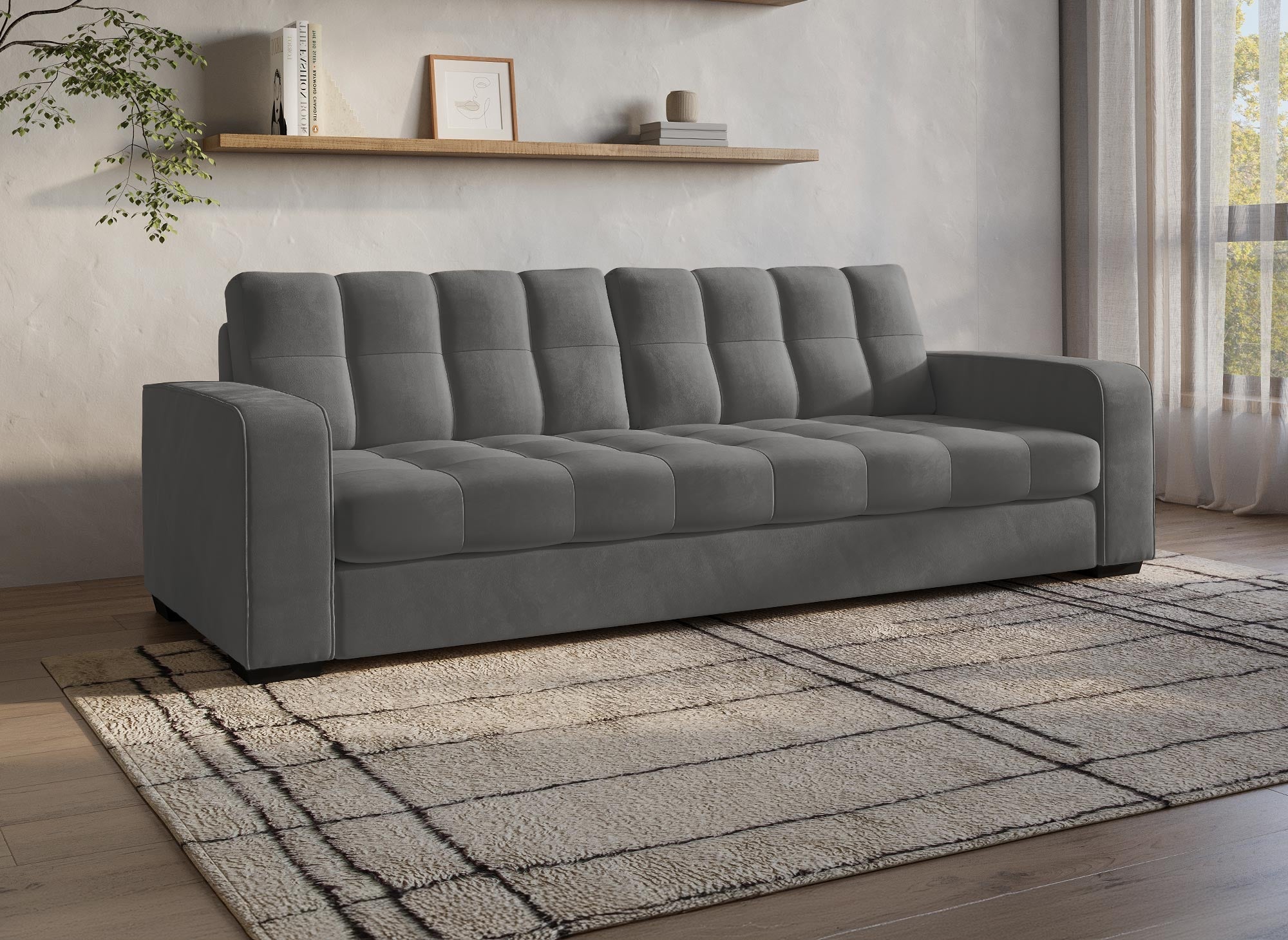 Sofá COSMO de 3 plazas en terciopelo gris