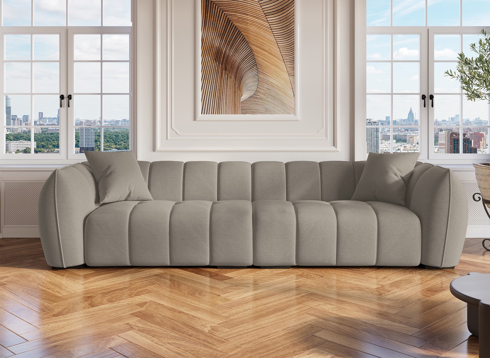 Sofá ALISSA de 4 plazas en tela color topo