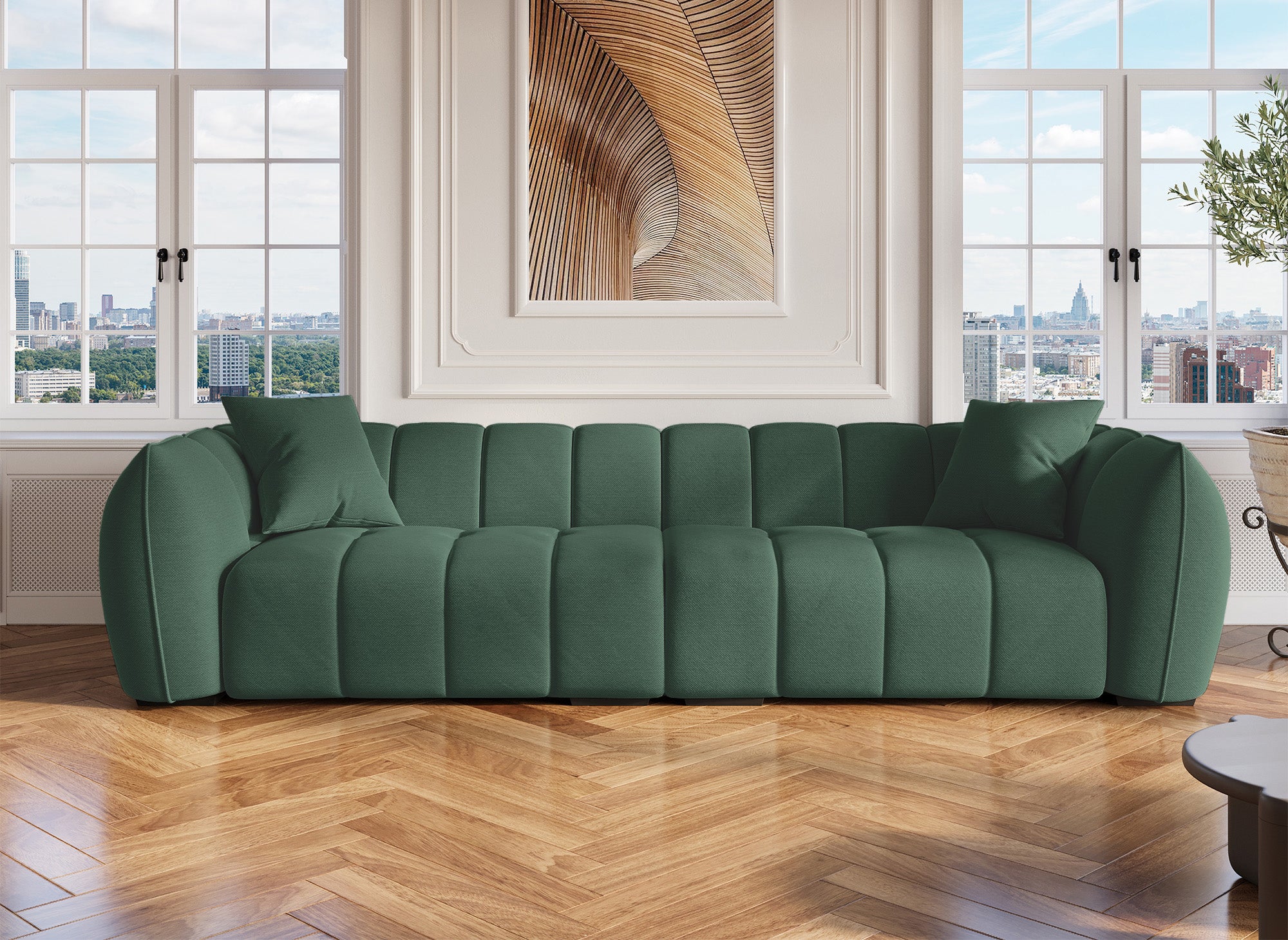 Sofá ALISSA de 4 plazas en tela verde