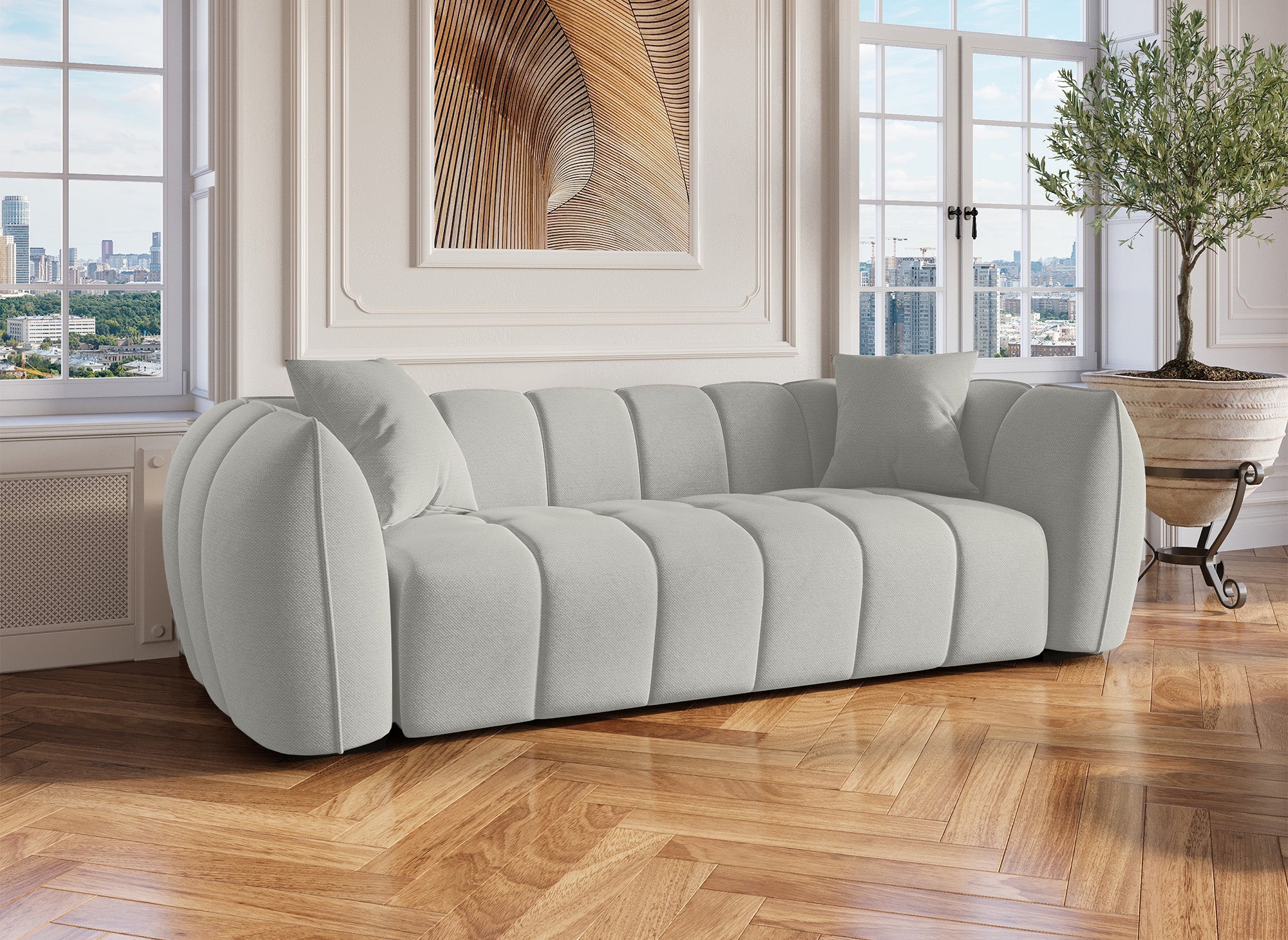 Sofá de 3 plazas ALISSA en tela gris