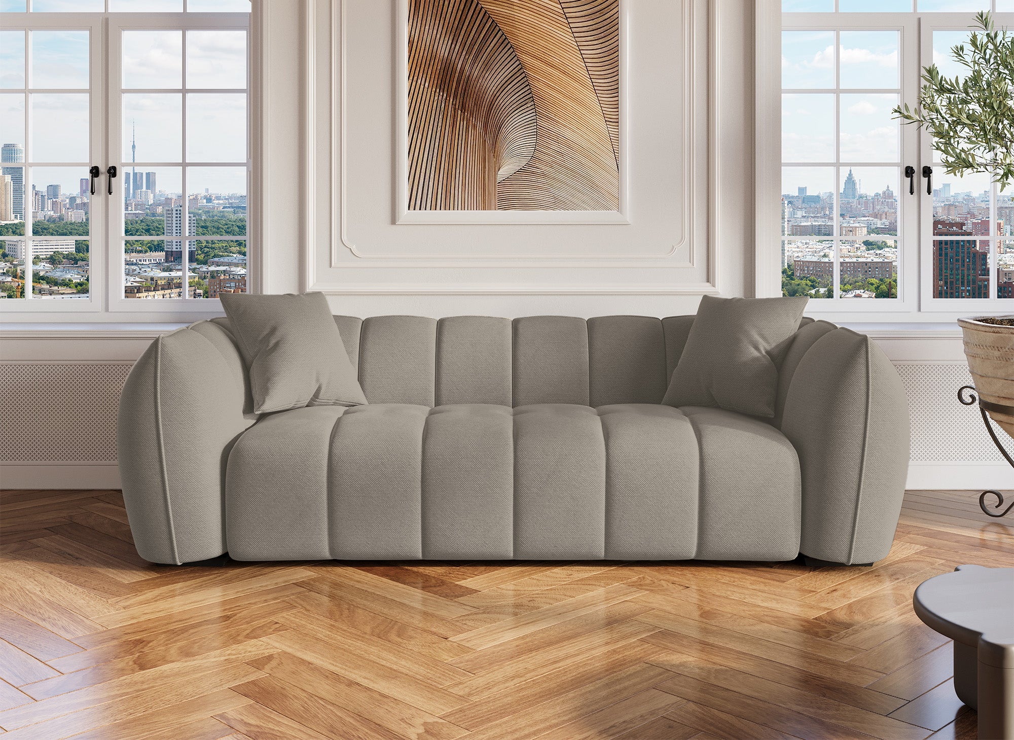 Sofá de 3 plazas ALISSA en tela color topo