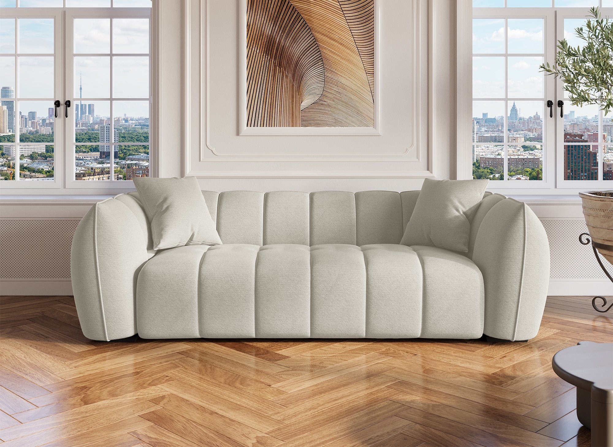 Sofá de 3 plazas ALISSA en tela beige