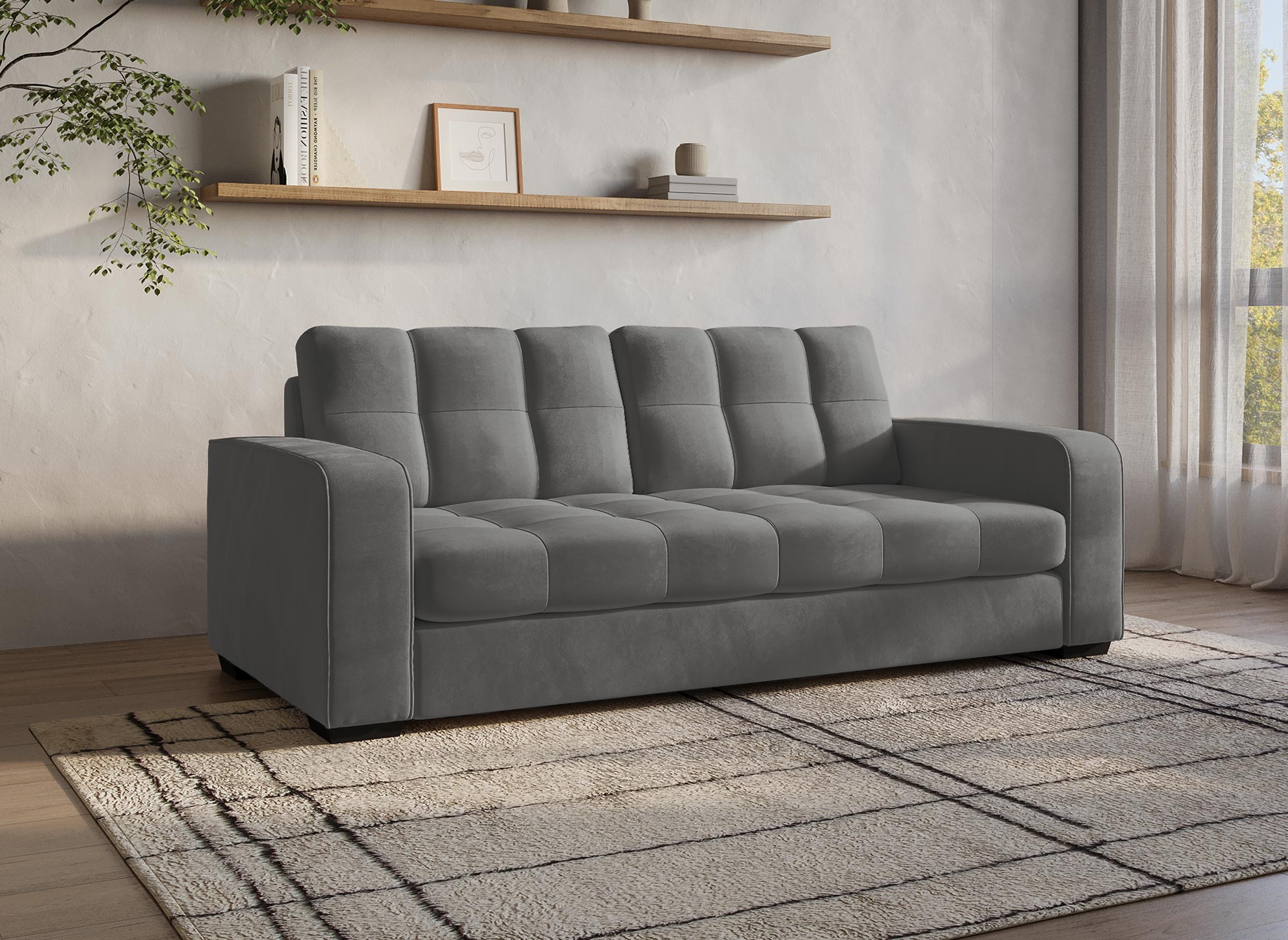 Sofá COSMO de 2 plazas en terciopelo gris