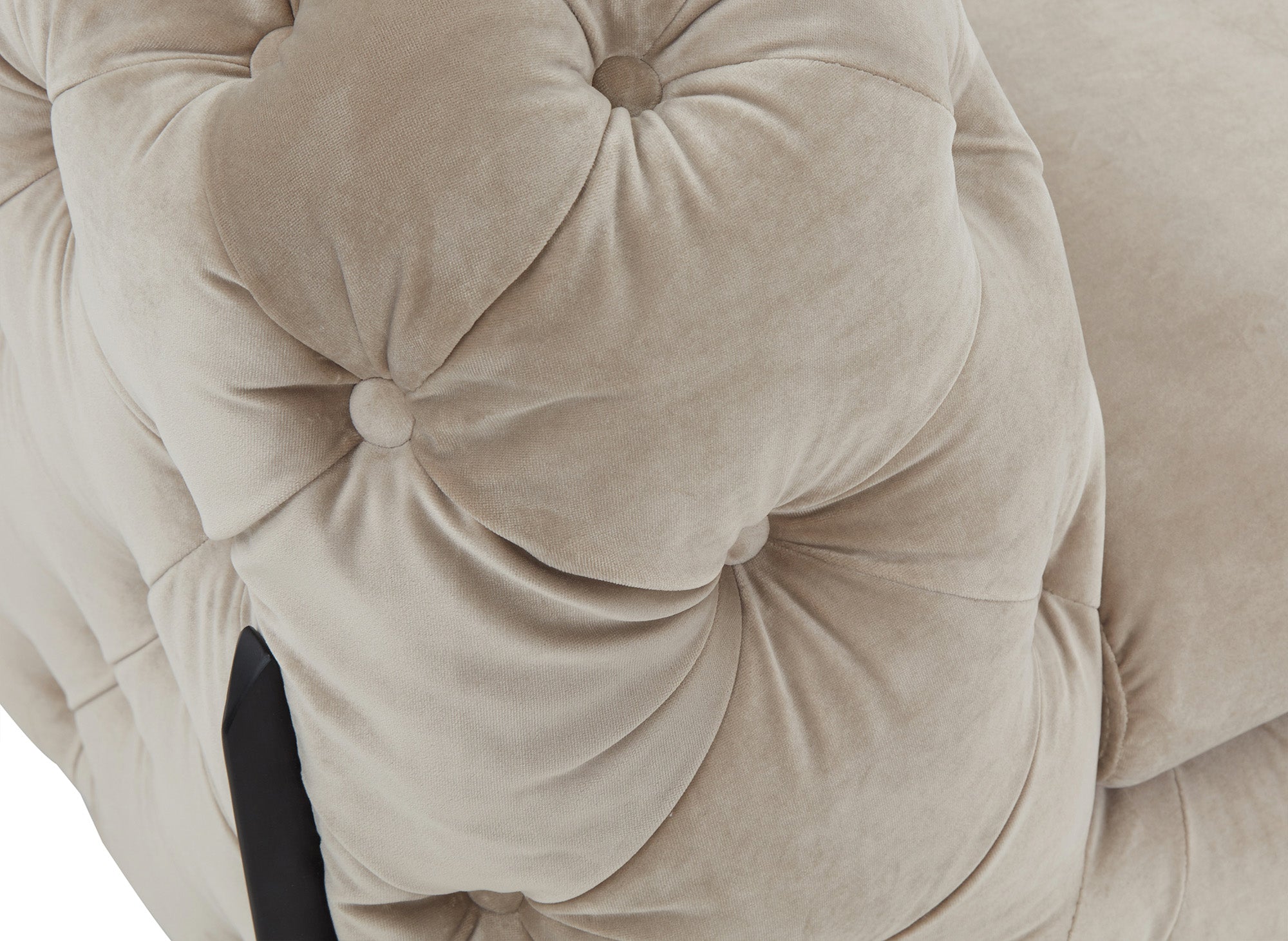 Sofá Chesterfield de 3 plazas CARMEN capitoné en terciopelo beige