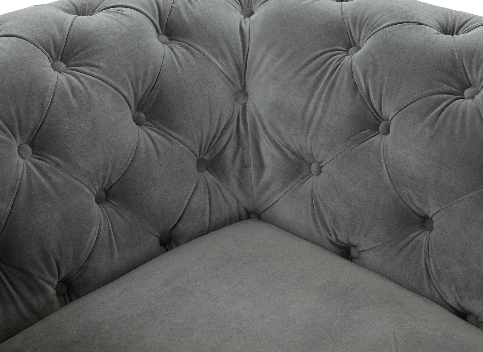 Sillón Chesterfield tapizado en terciopelo gris CARMEN
