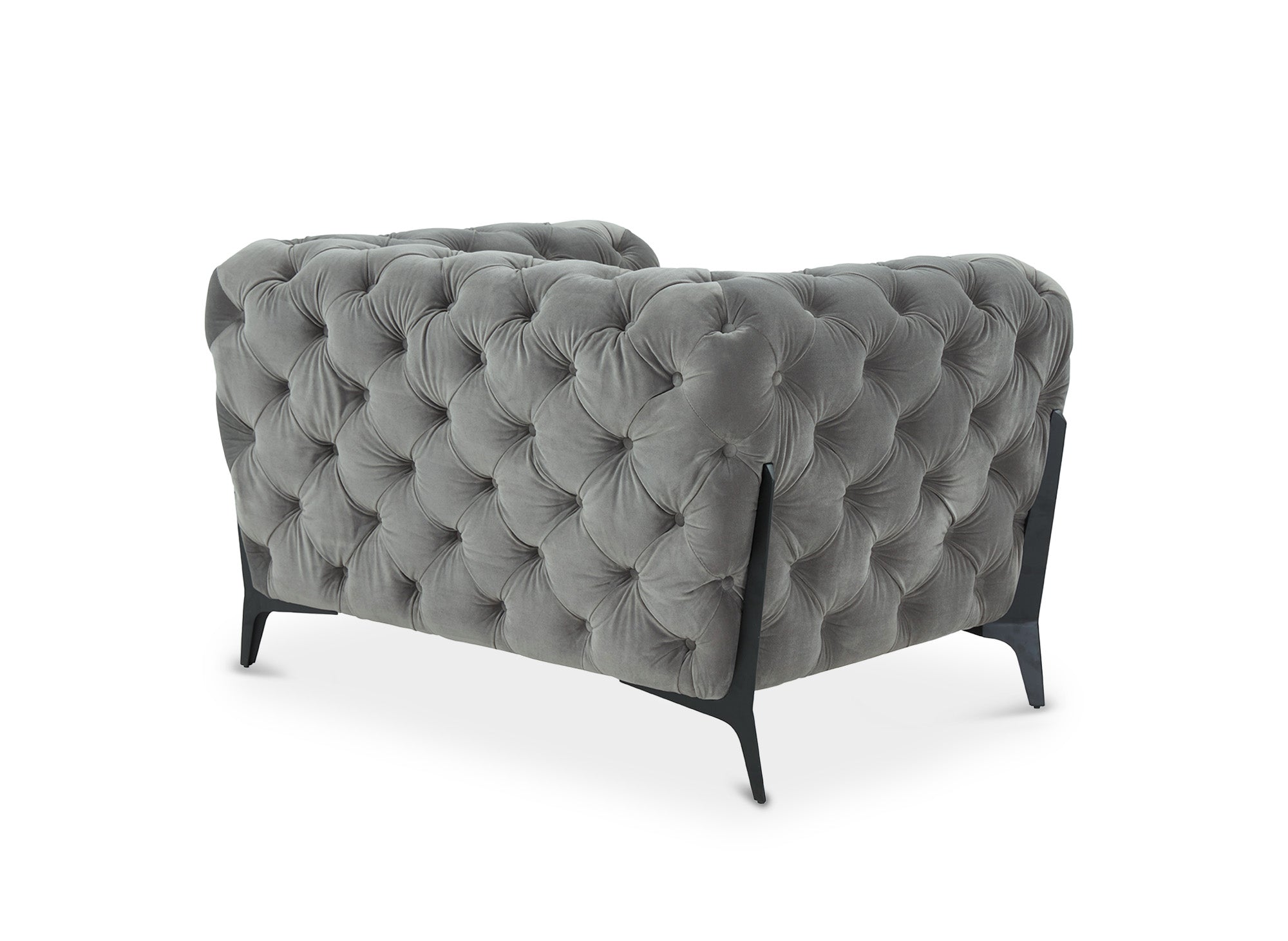 Sillón Chesterfield tapizado en terciopelo gris CARMEN