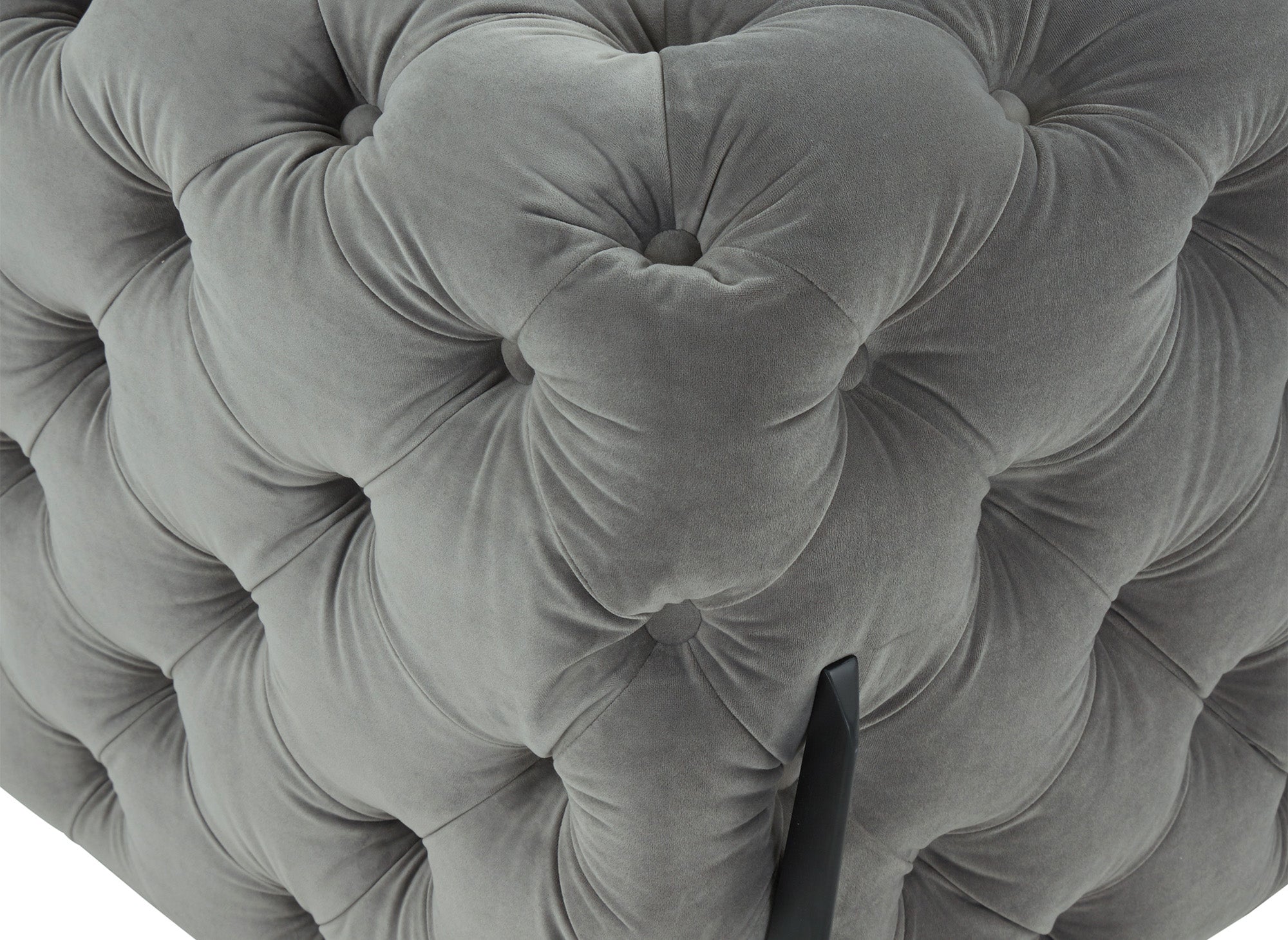 Sofá Chesterfield de 3 plazas CARMEN capitoné en terciopelo gris