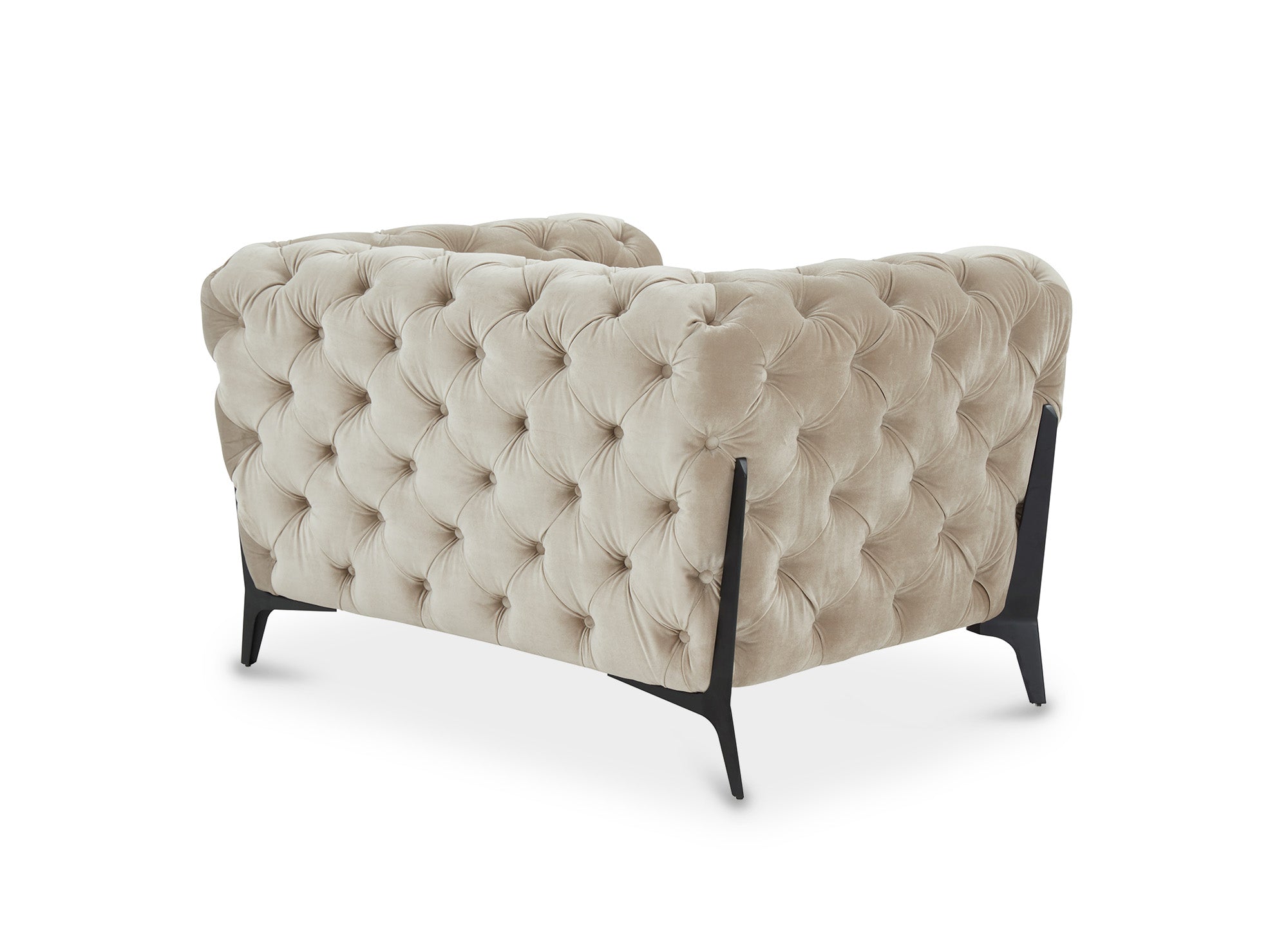 Sillón Chesterfield tapizado en terciopelo beige CARMEN