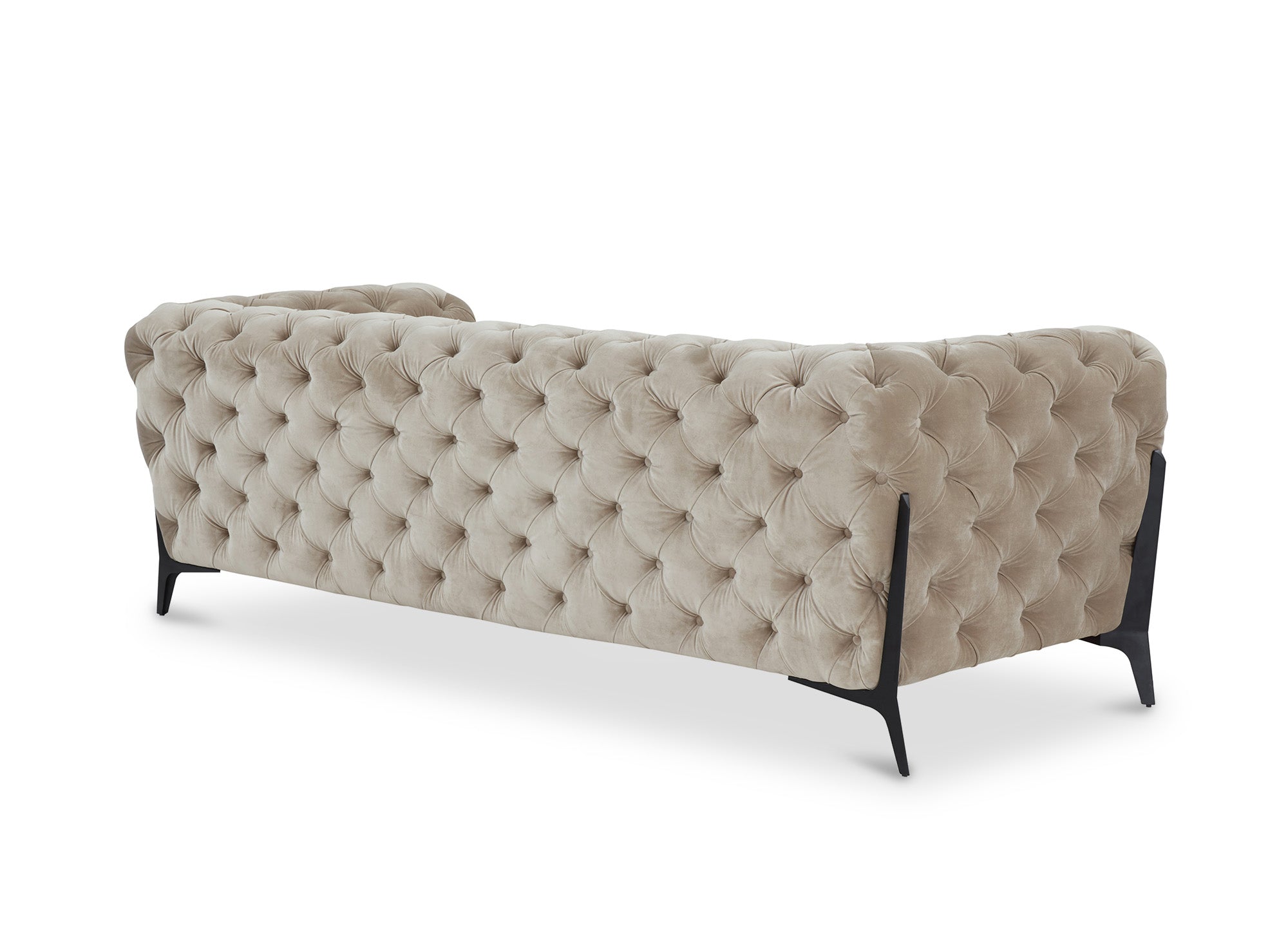 Sofá Chesterfield de 3 plazas CARMEN capitoné en terciopelo beige
