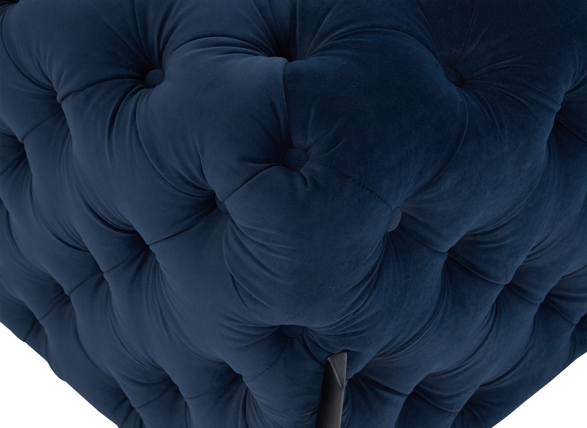 Sofá fijo CARMEN de 3 plazas, estilo Chesterfield capitoné, terciopelo azul