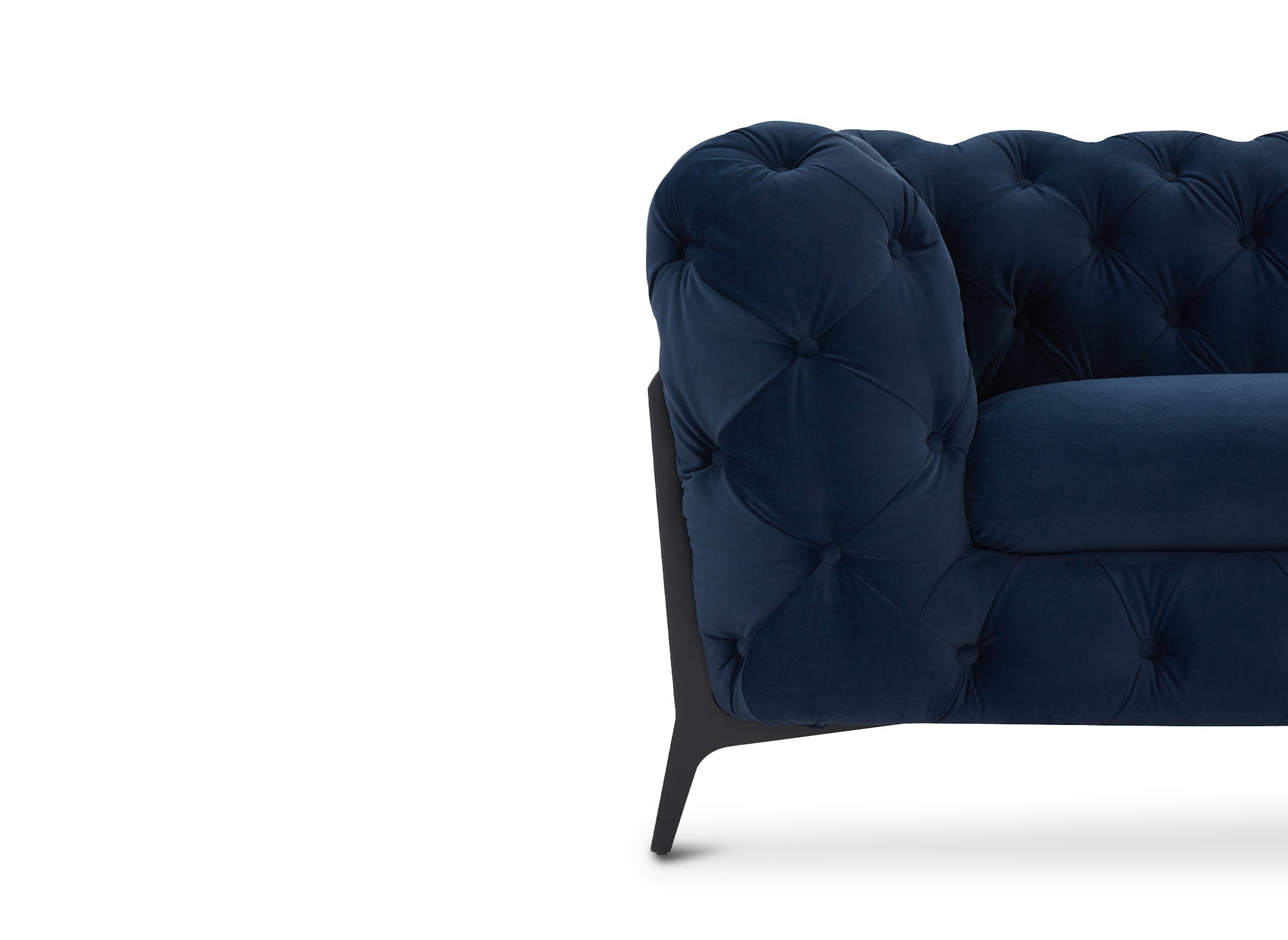 Sofá Chesterfield capitoné de 2 plazas CARMEN en terciopelo azul