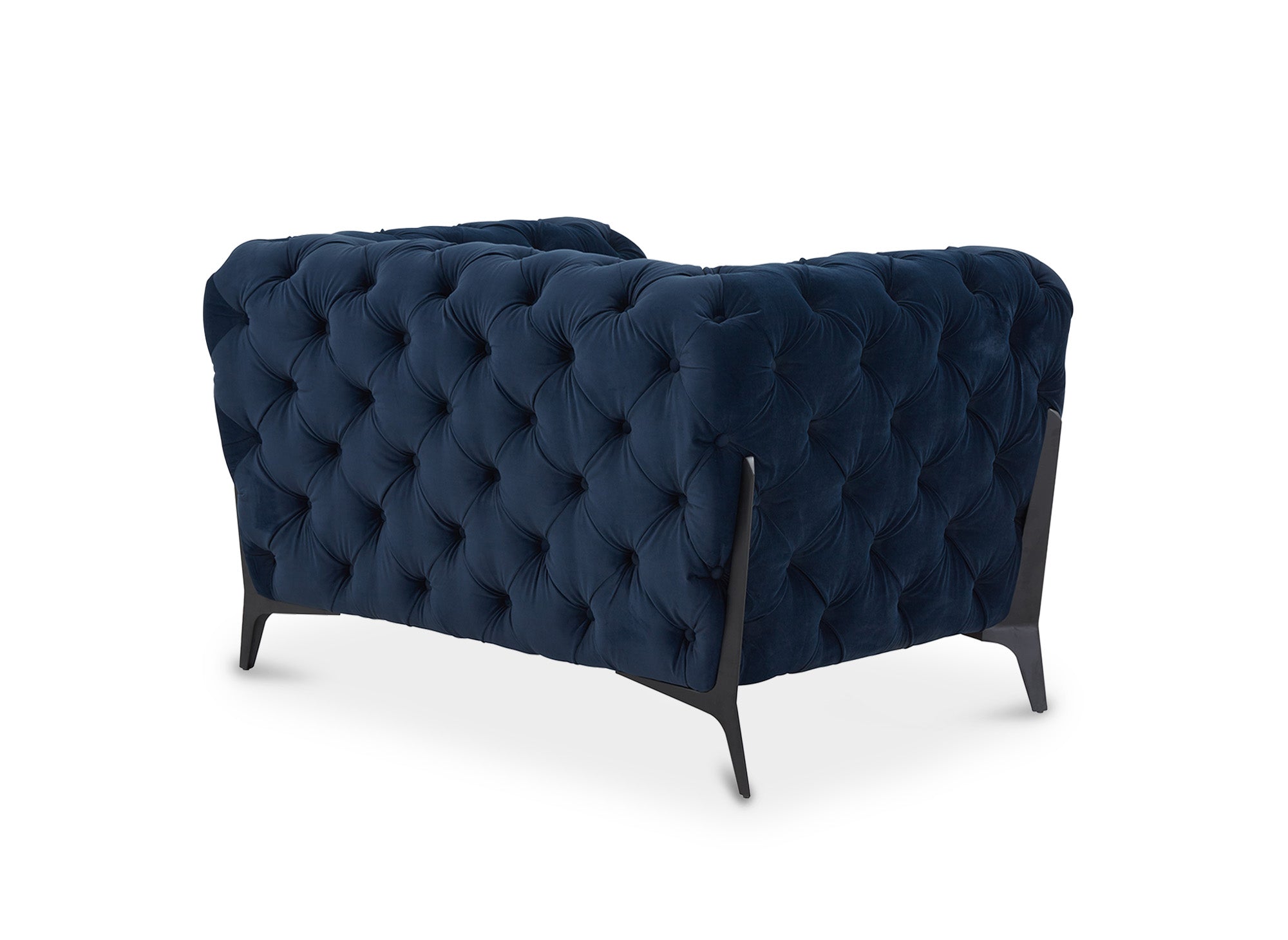 Sillón Chesterfield tapizado en terciopelo azul CARMEN
