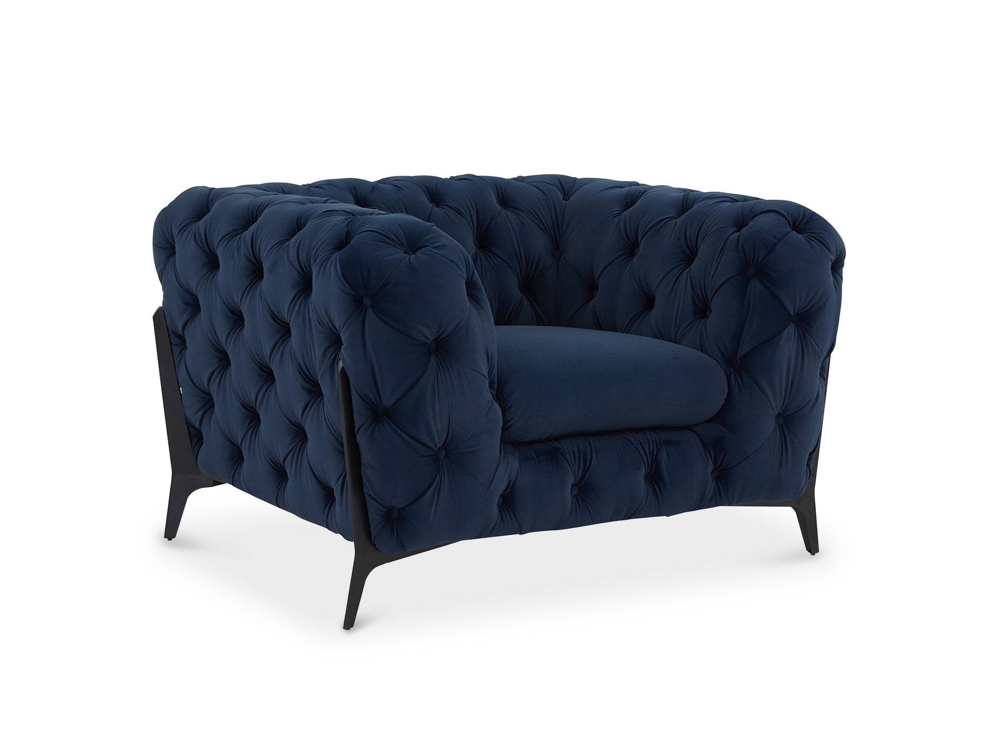 Sillón Chesterfield tapizado en terciopelo azul CARMEN