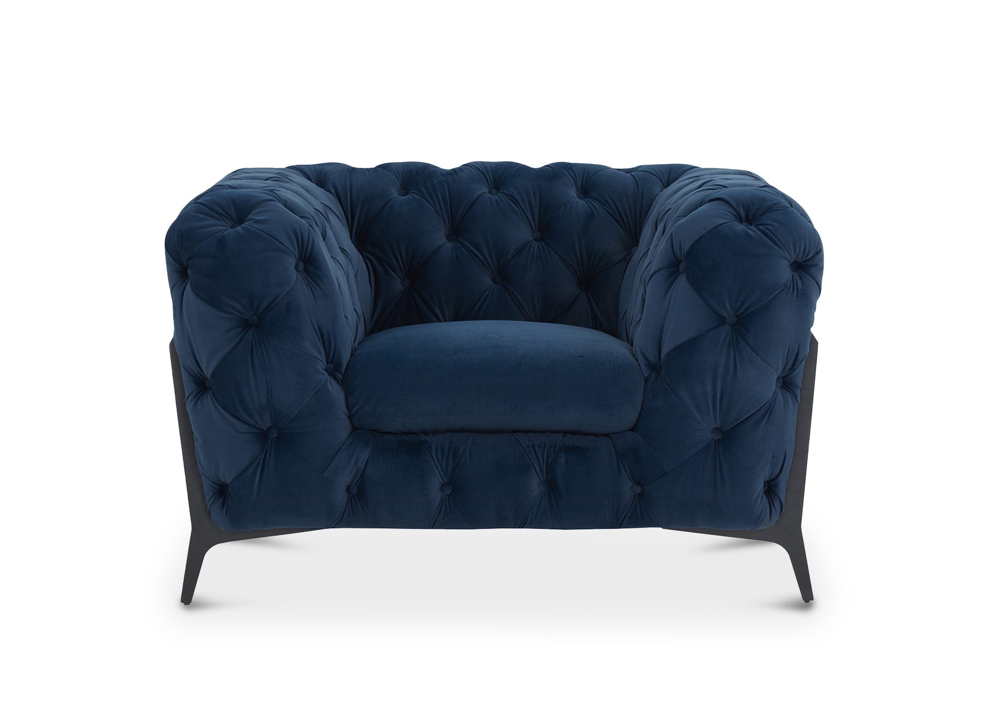 Sillón Chesterfield tapizado en terciopelo azul CARMEN