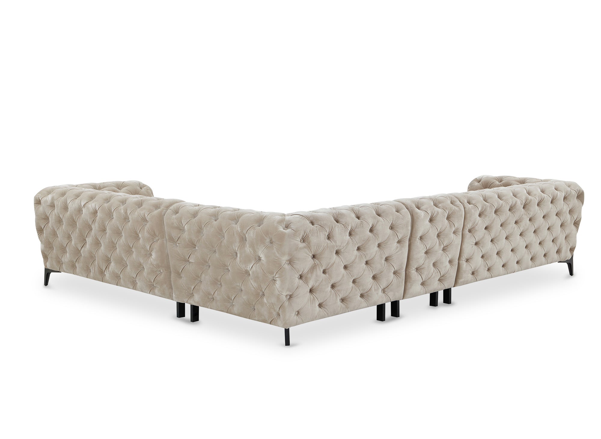 Sofá esquinero reversible CARMEN Chesterfield capitoné en terciopelo beige