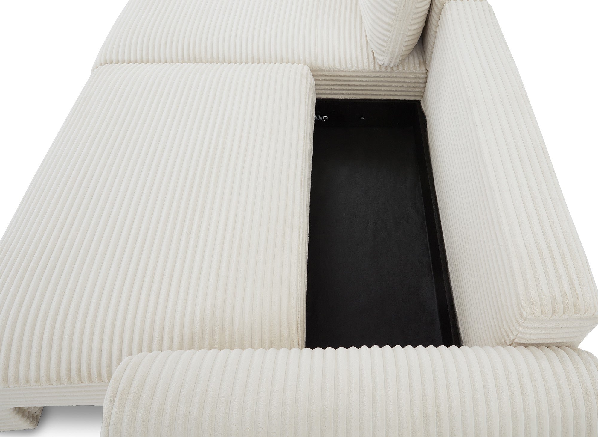 Sofá cama esquinero TILDA con almacenaje en suave pana beige - Esquina izquierda