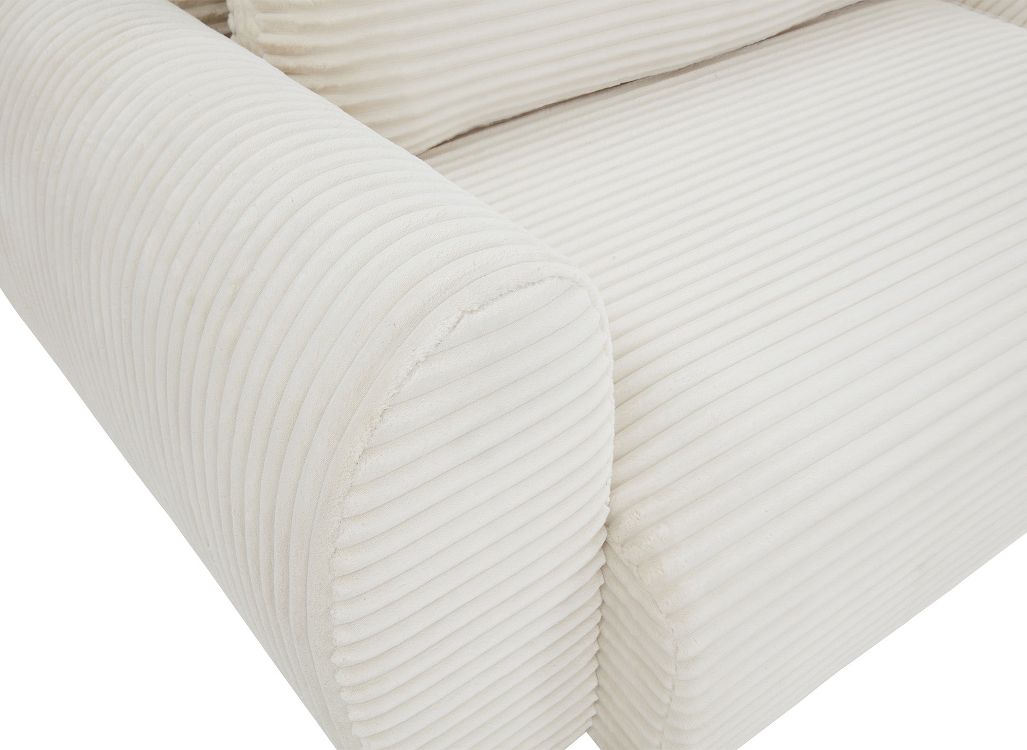 Sofá esquinero convertible TILDA con almacenaje en suave terciopelo de pana beige - Esquinero derecho