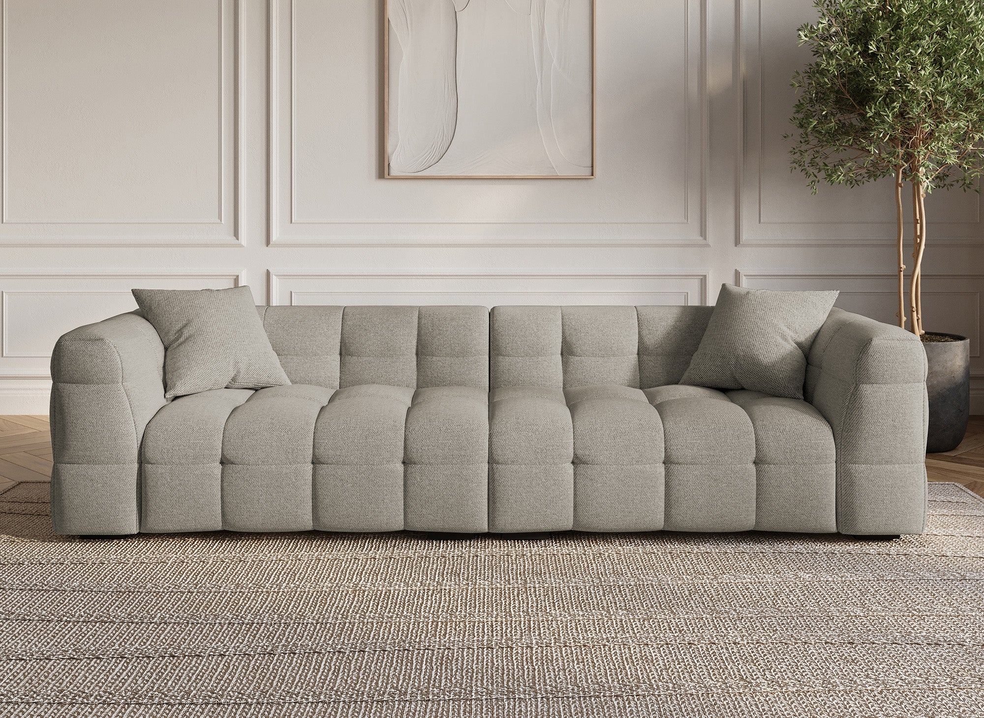 Sofá BELLA de 4 plazas en tela color topo