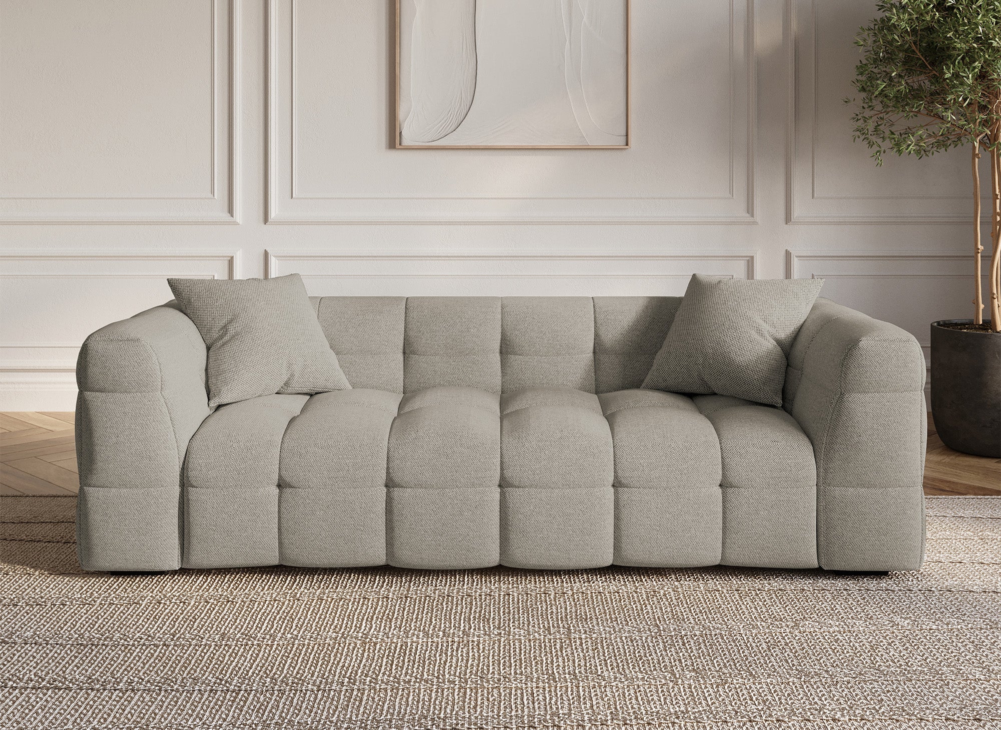 Sofá BELLA de 3 plazas en tela color topo