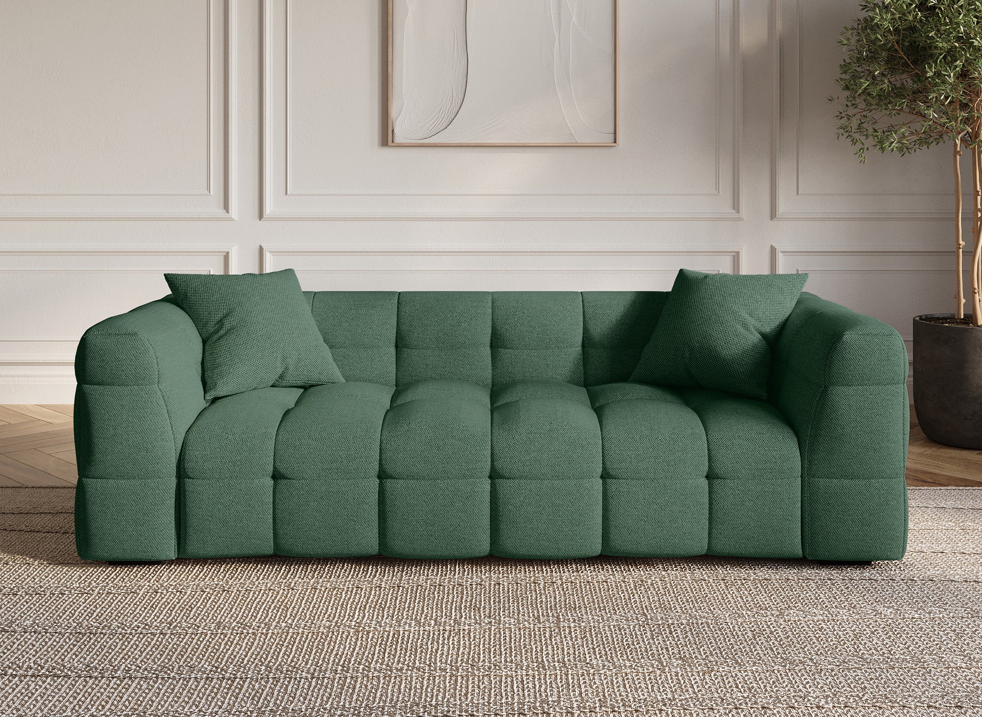 Sofá BELLA de 3 plazas en tela verde