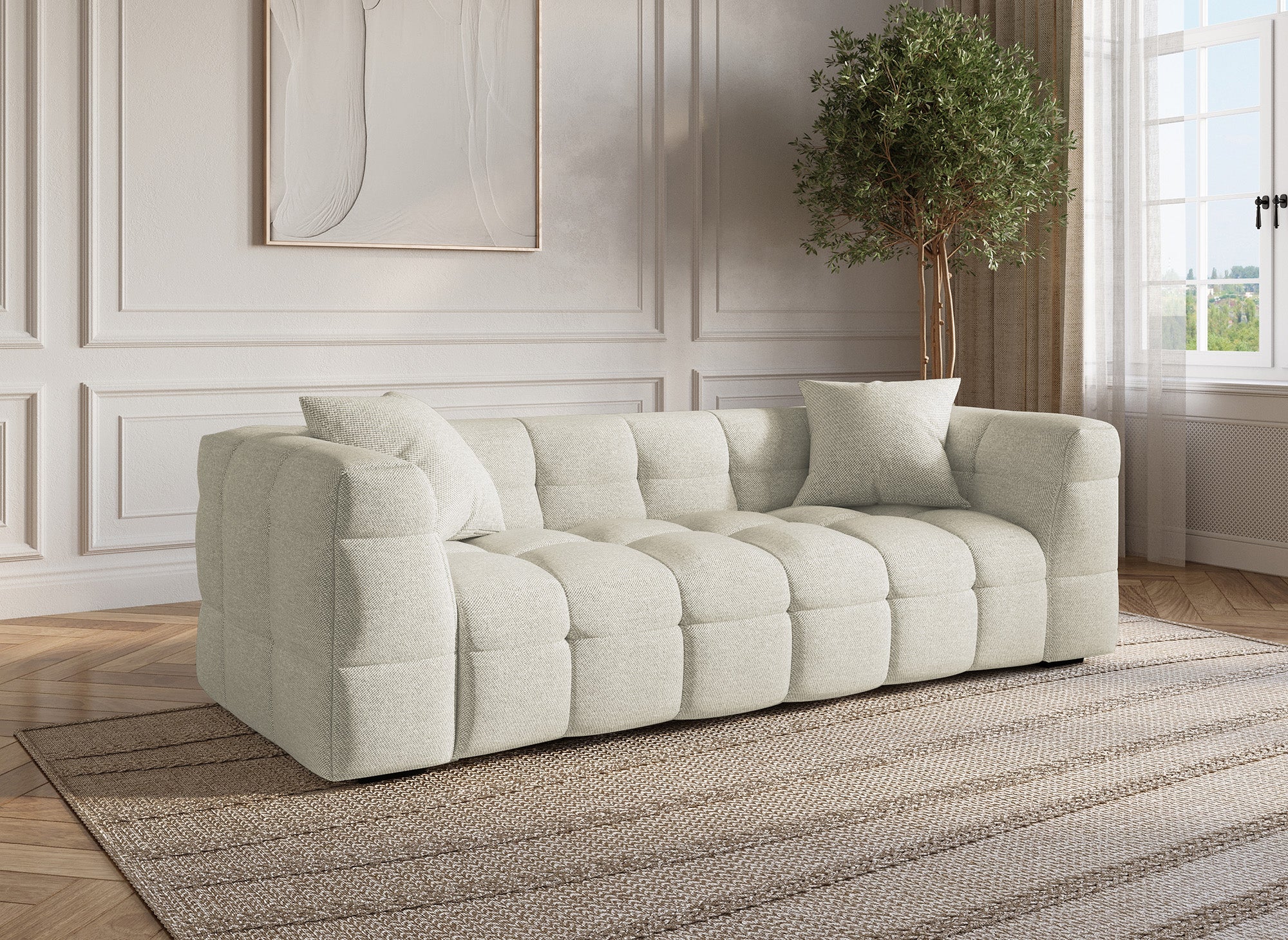 Sofá BELLA de 3 plazas en tela beige