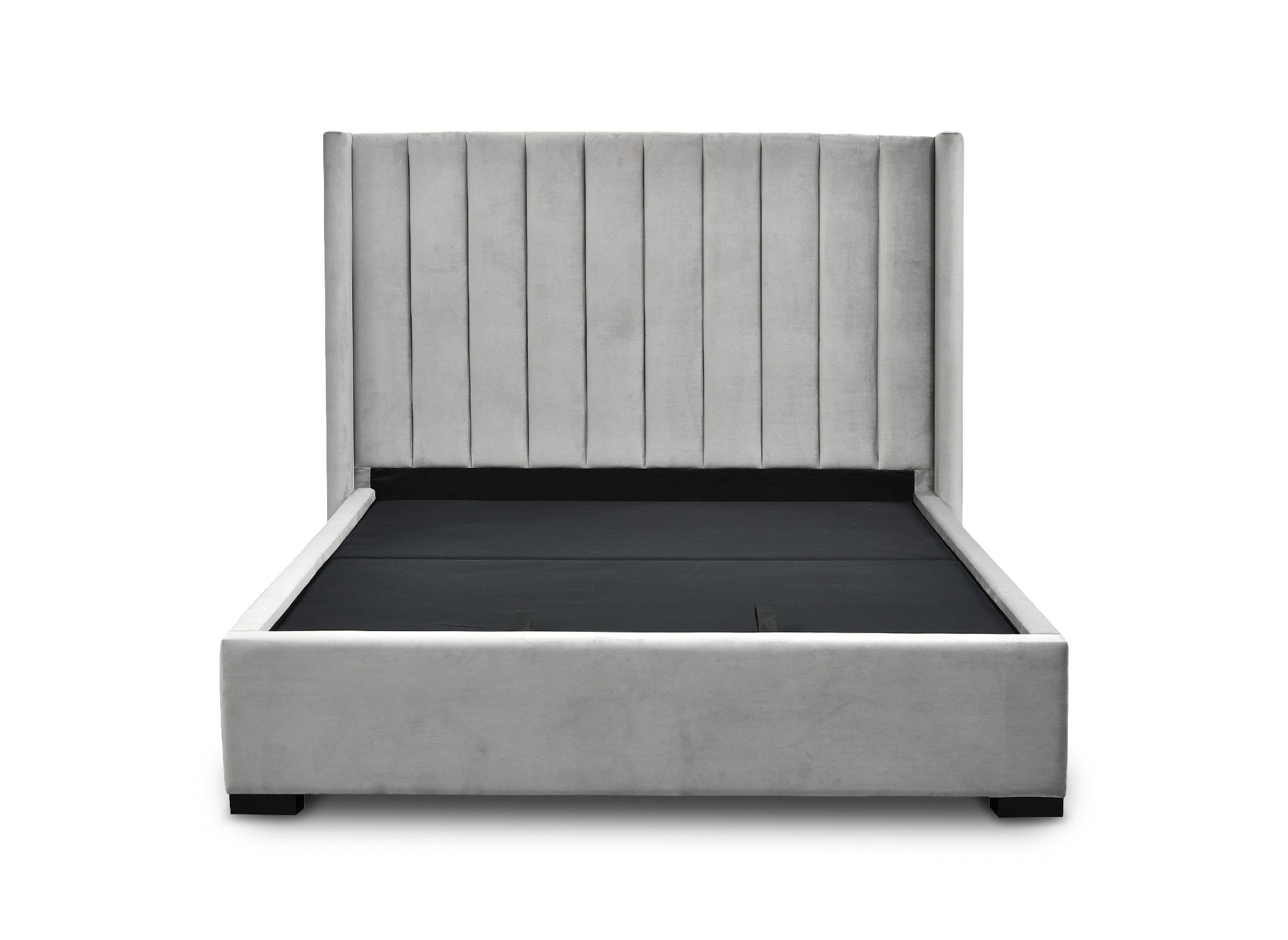 Cama con almacenaje ALENA de terciopelo gris 160x200 cm