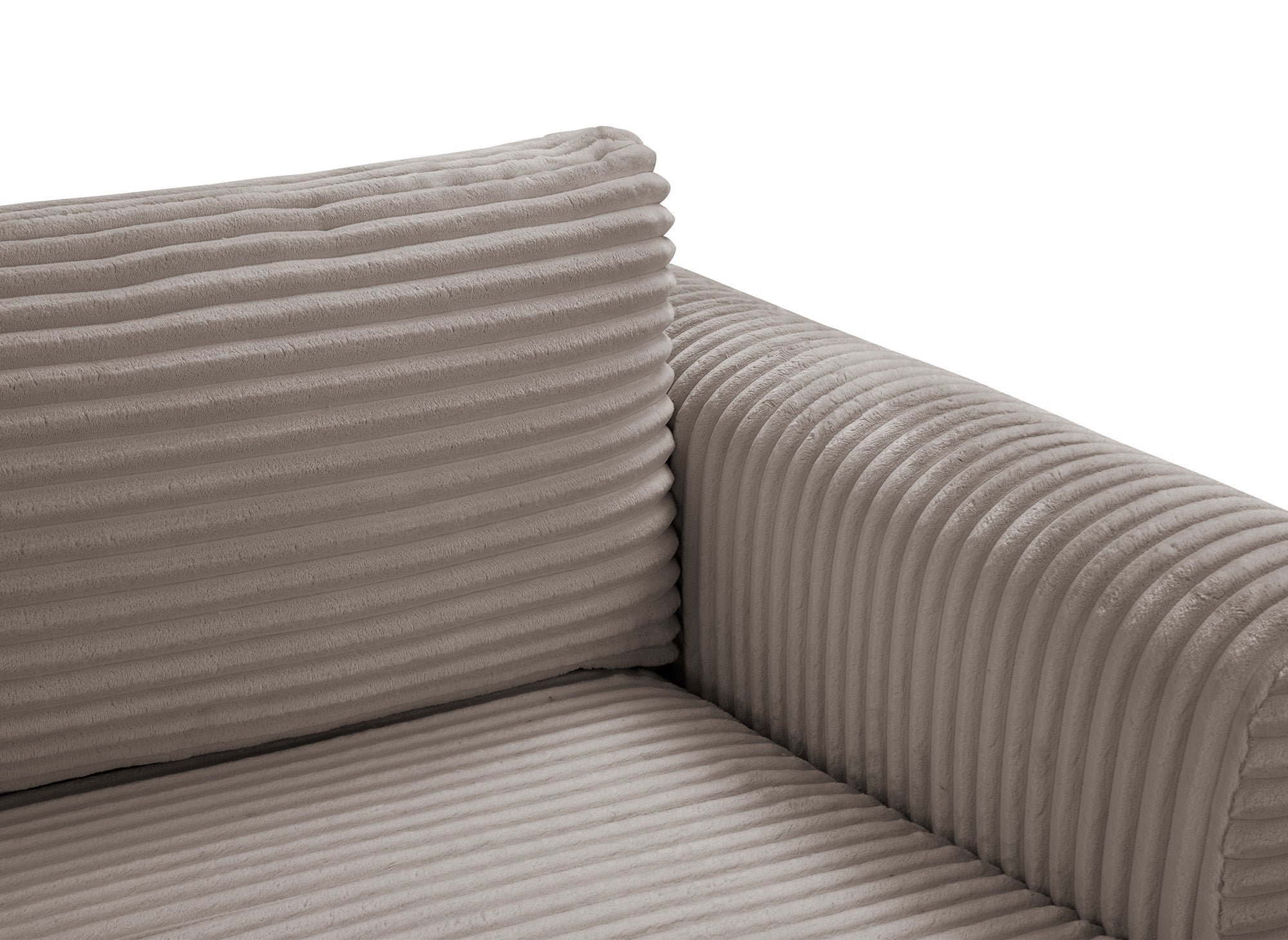 Sofá cama esquinero TILDA con almacenaje en pana color topo suave - Esquina derecha