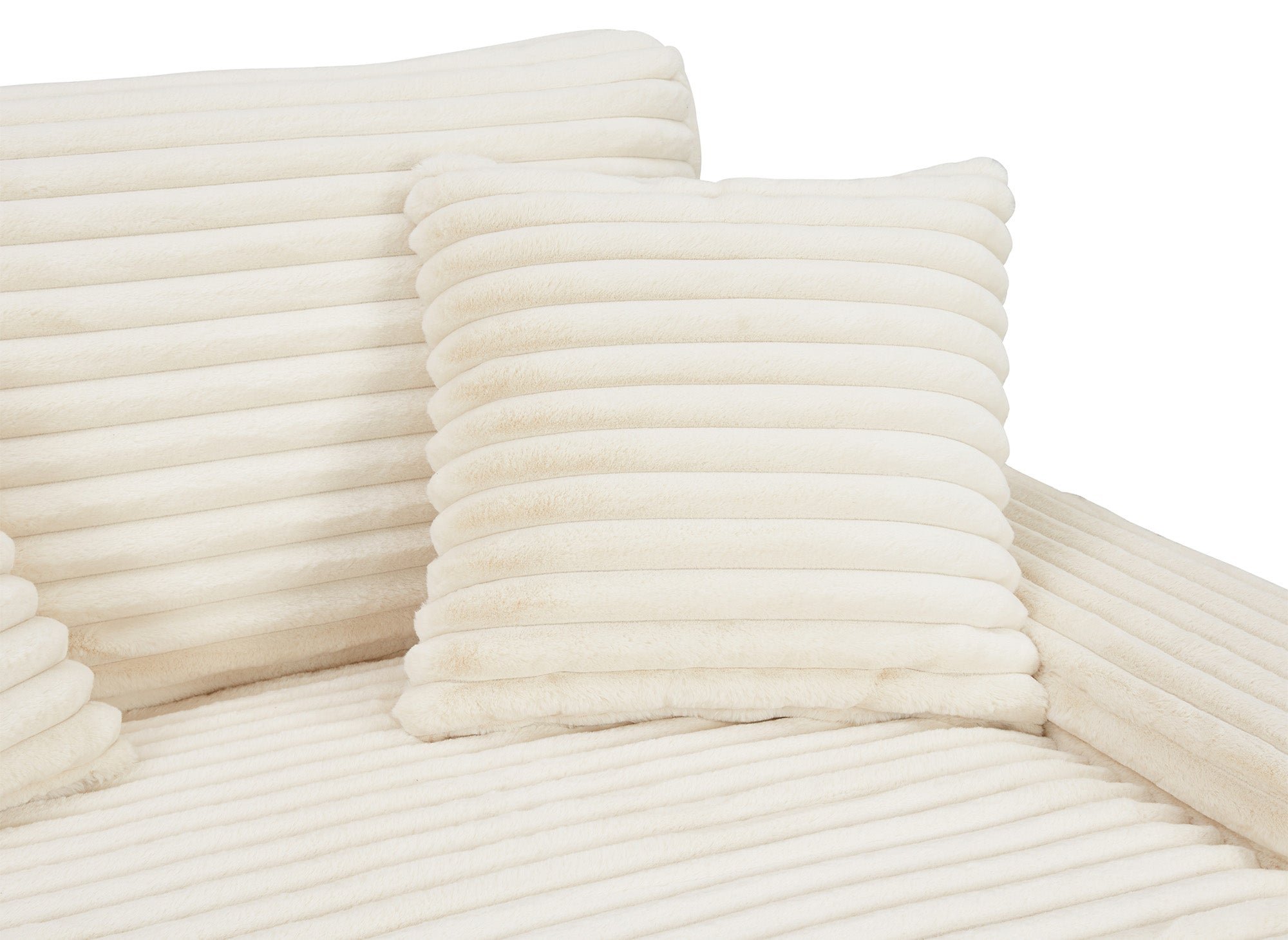 Sofá chaise longue recto de 2 plazas DAHO en tejido acanalado beige suave