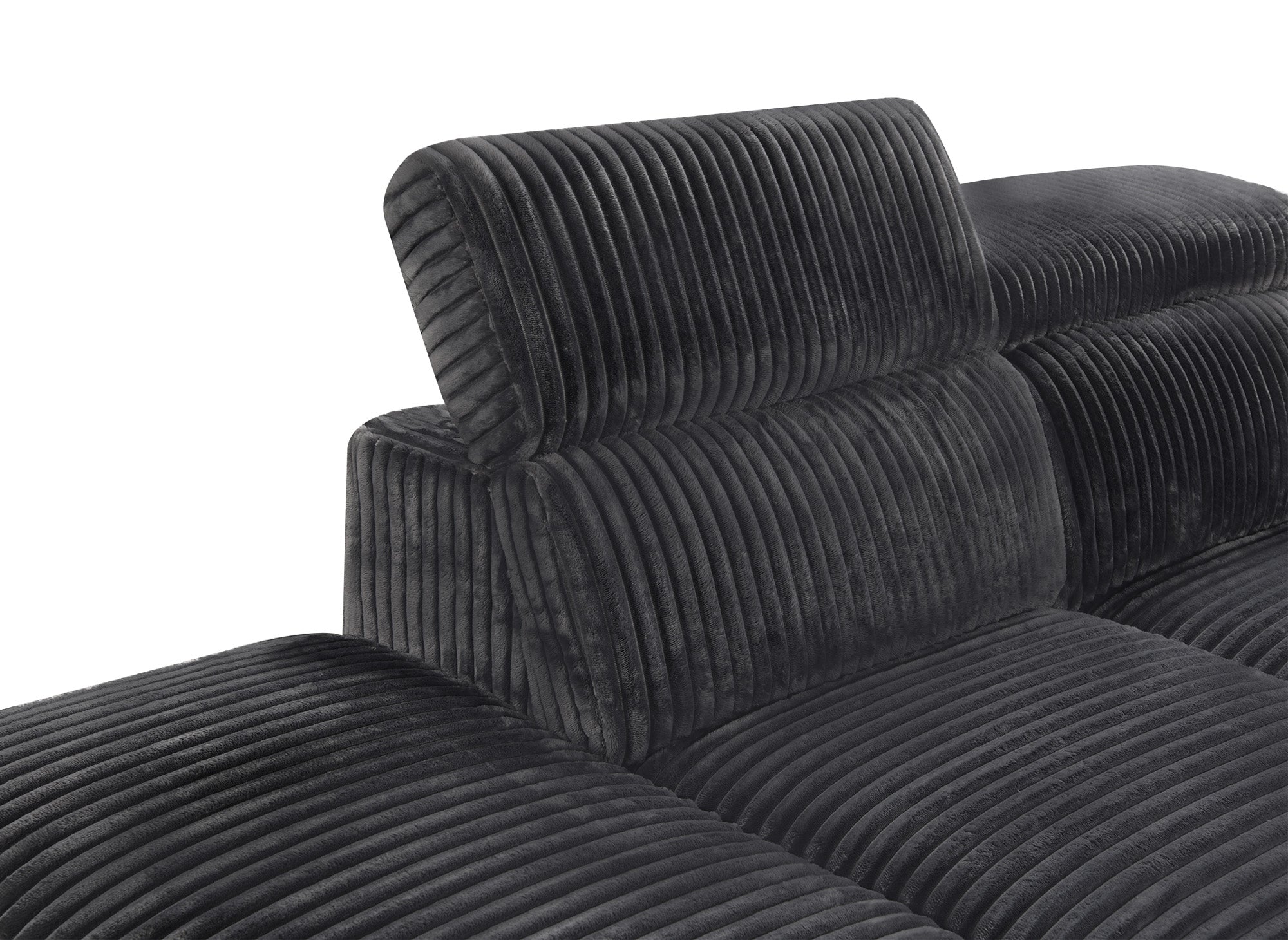 Sofá cama esquinero DALTON con almacenaje en pana gris gruesa - Esquina derecha