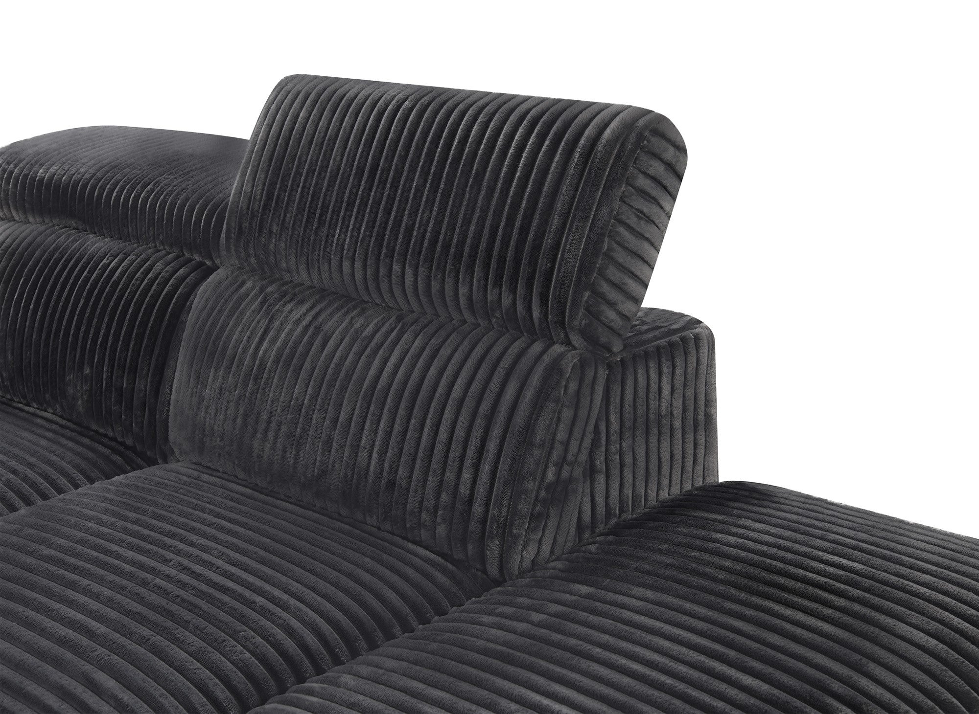 Sofá cama esquinero DALTON con almacenaje en pana gris gruesa - Esquina izquierda