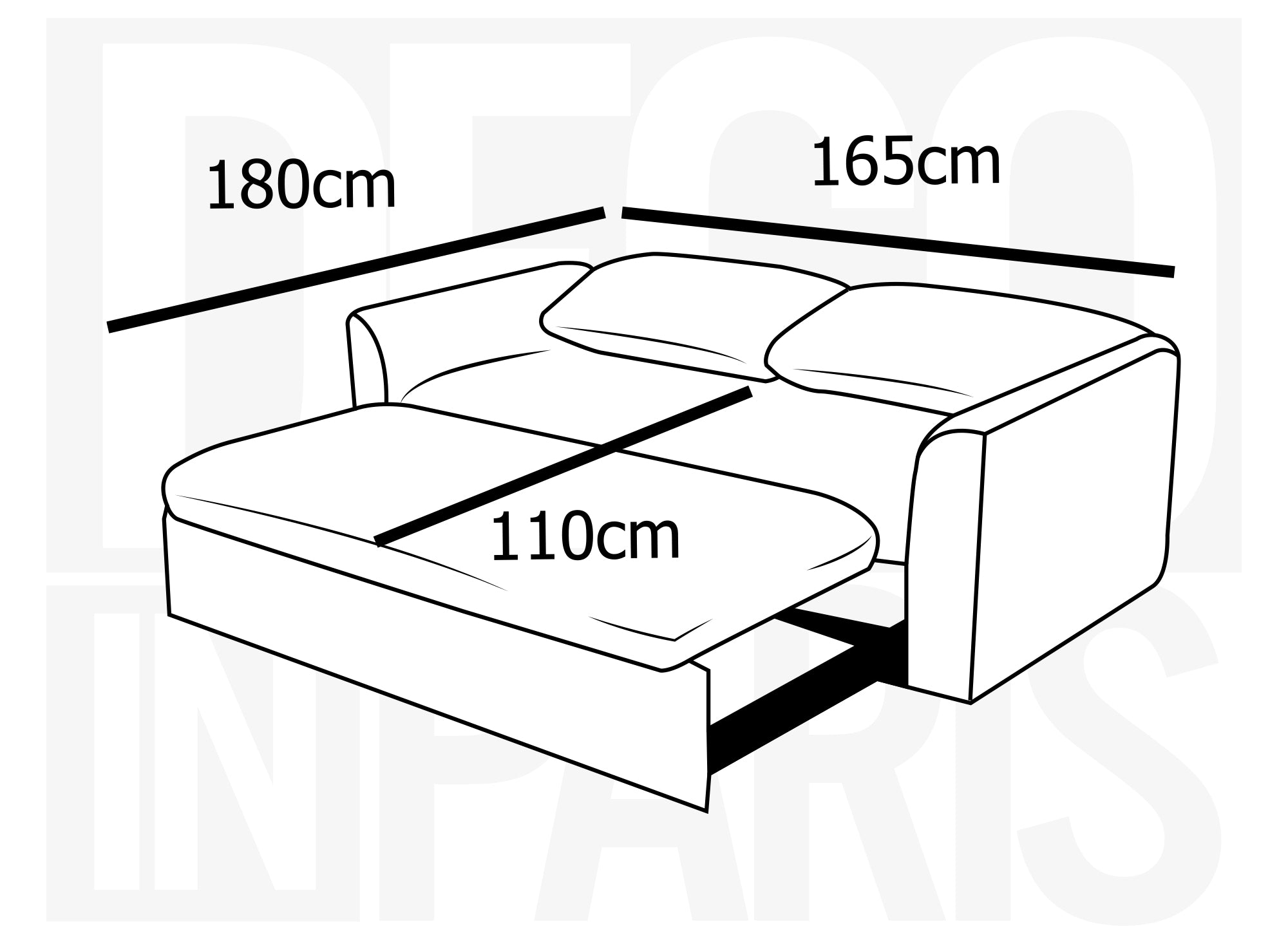 Sofá cama de 3 plazas MAYLIE en pana gris gruesa